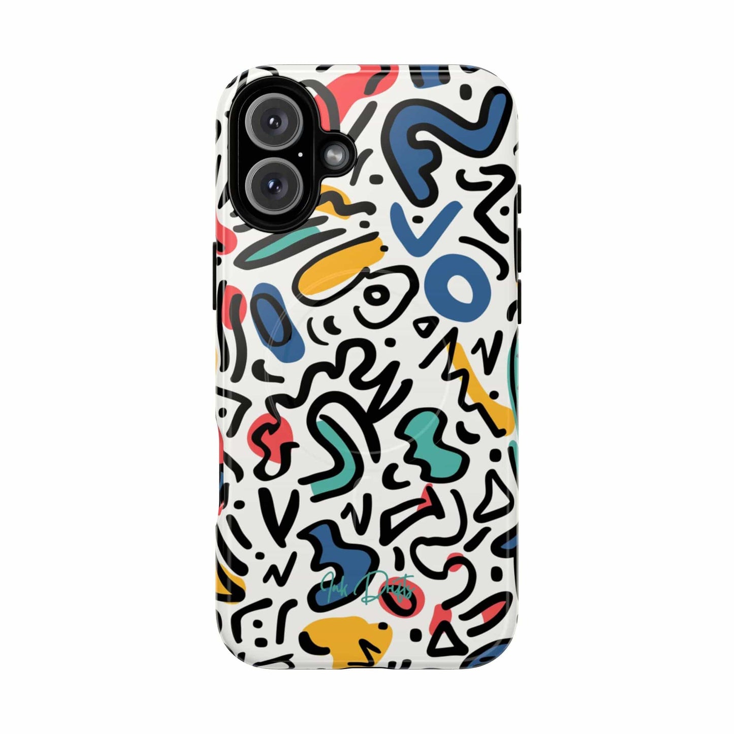 iPhone 16 Plus Glossy Phone Case - Playful Doodles | MagSafe iPhone Case