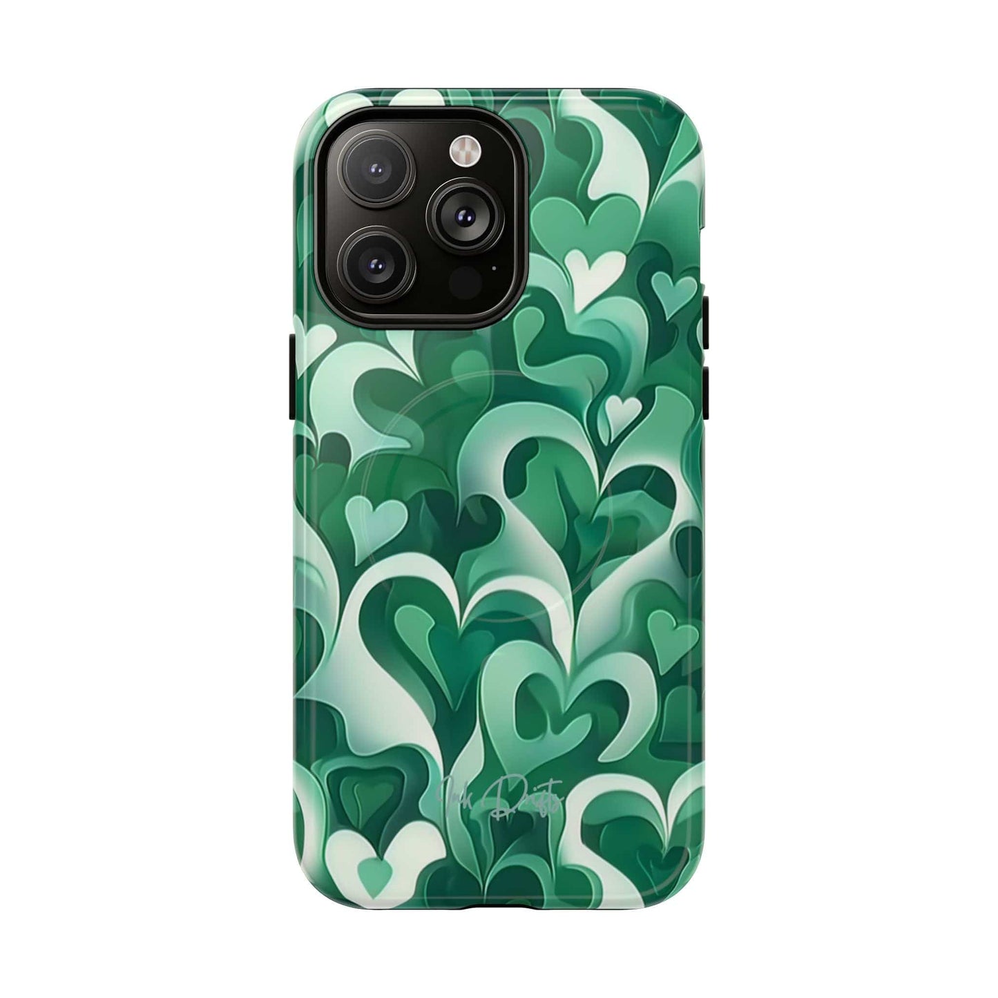 iPhone 14 Pro Max Glossy Phone Case - Emerald Love | MagSafe iPhone Case