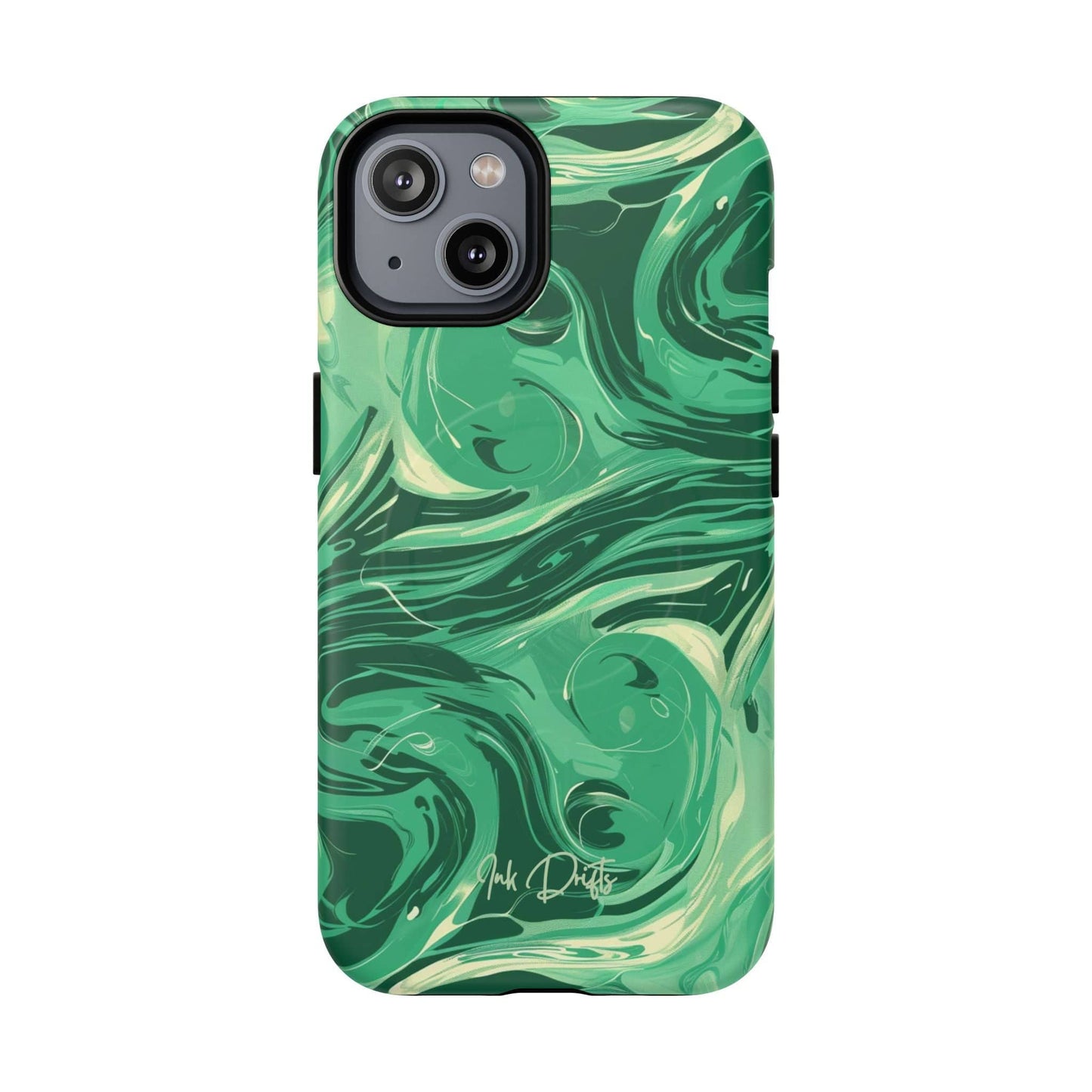 iPhone 14 Matte Phone Case - Emerald Swirl | MagSafe iPhone Case