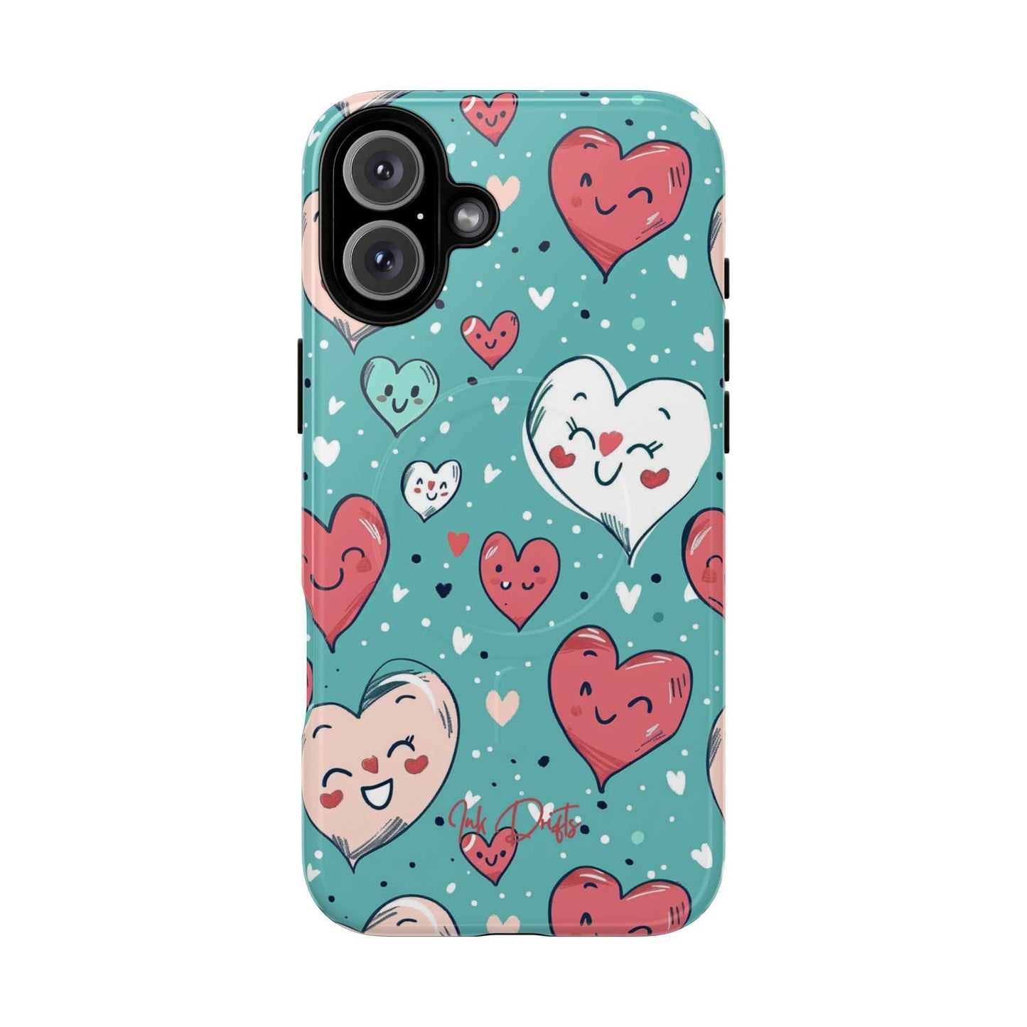 iPhone 16 Plus Glossy Phone Case - Happy Hearts | MagSafe iPhone Case