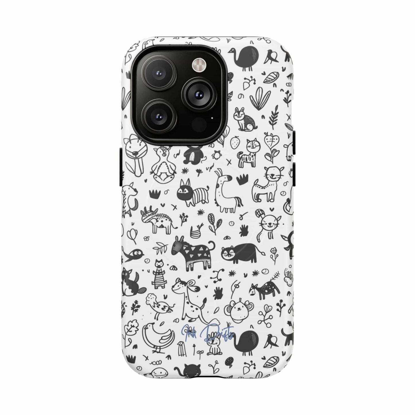 iPhone 14 Pro Matte Phone Case - Doodle Zoo | MagSafe iPhone Case