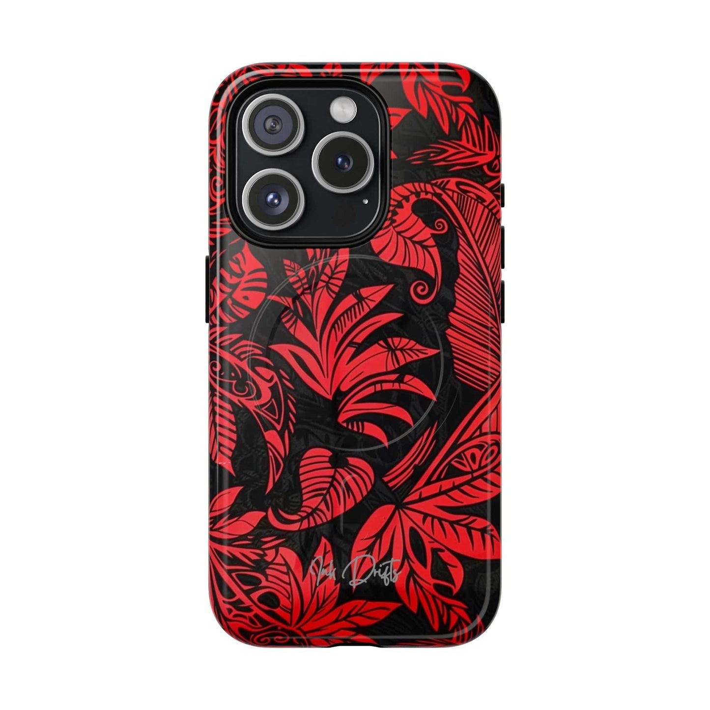 iPhone 15 Pro Glossy Phone Case - Crimson Jungle | MagSafe iPhone Case