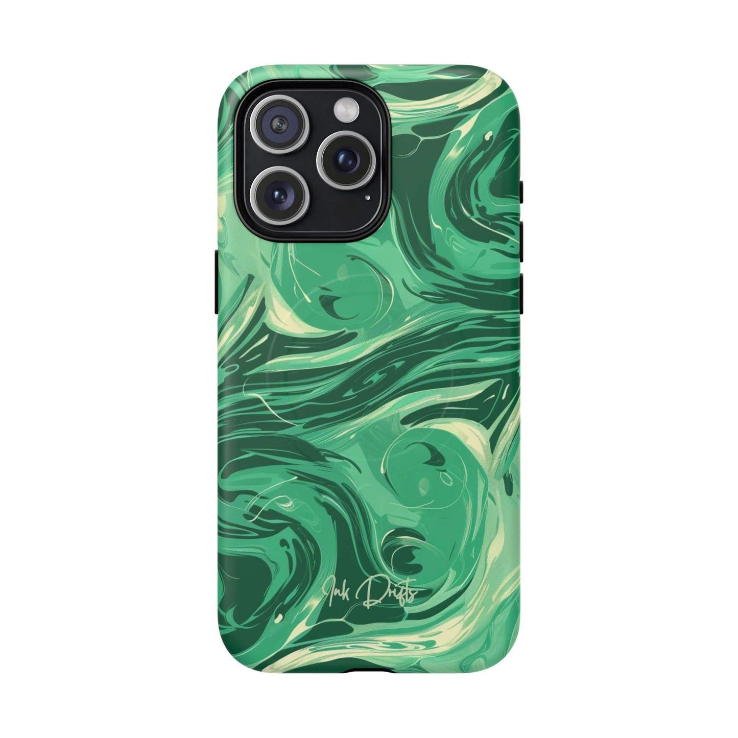 iPhone 15 Pro Max Matte Phone Case - Emerald Swirl | MagSafe iPhone Case