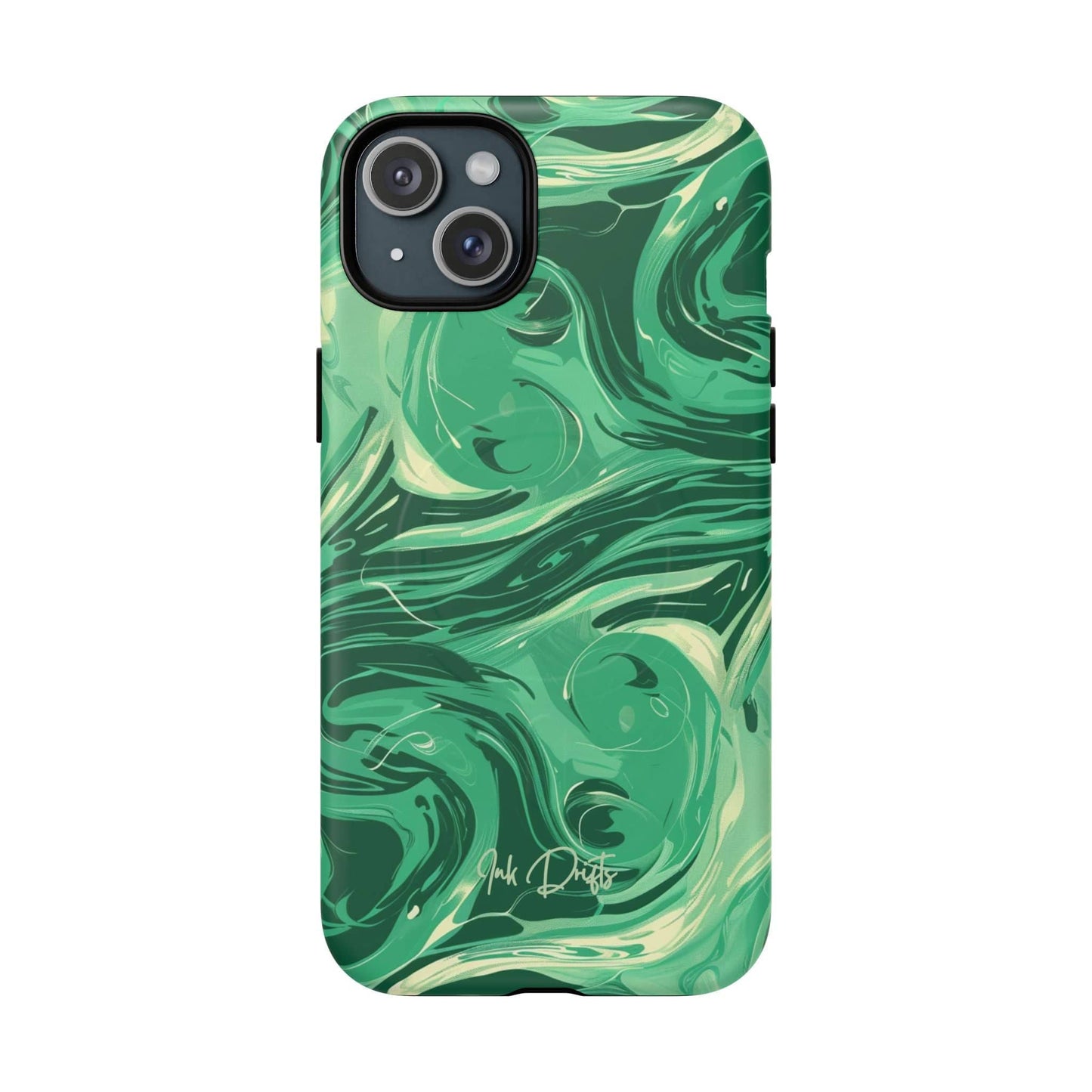 iPhone 15 Plus Matte Phone Case - Emerald Swirl | MagSafe iPhone Case