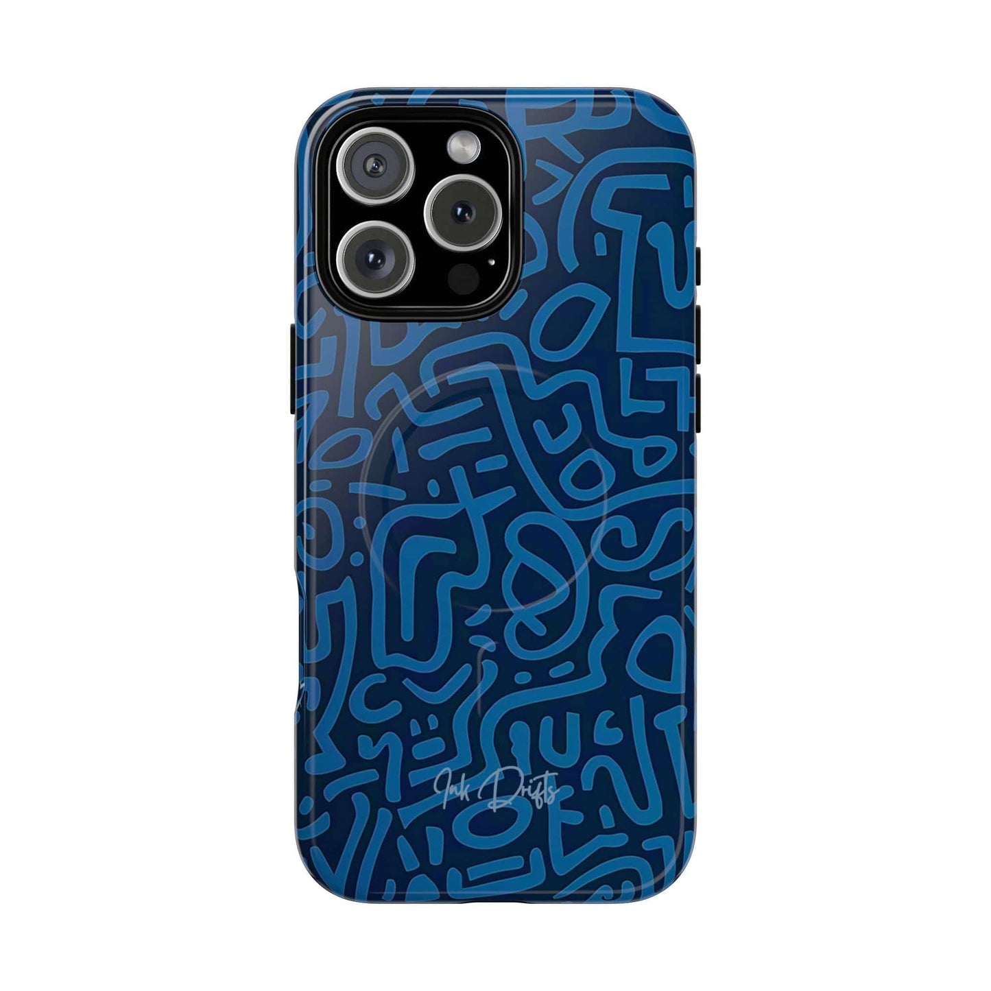 iPhone 16 Pro Max Glossy Phone Case - Azure Labyrinth | MagSafe iPhone Case