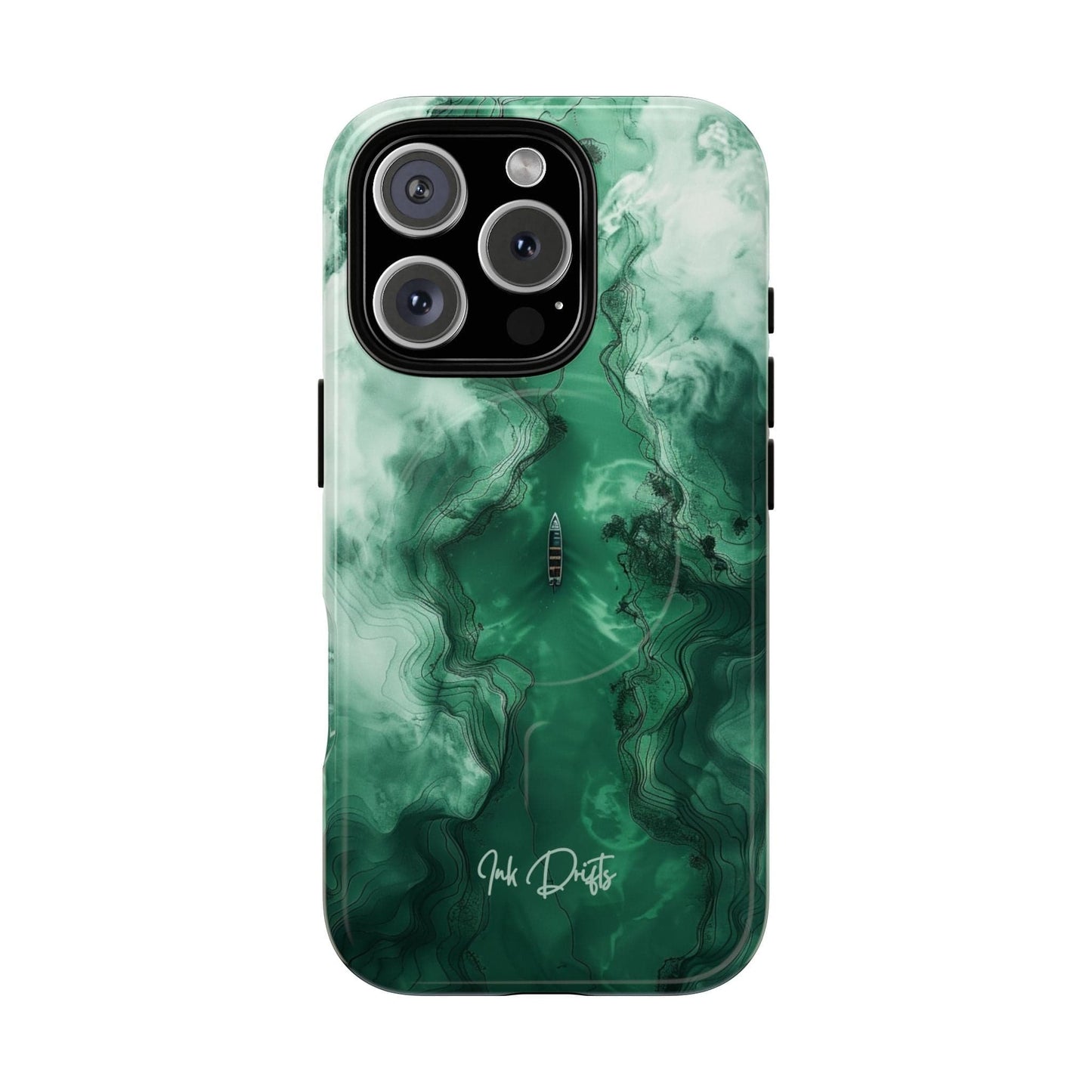iPhone 16 Pro Glossy Phone Case - Emerald Voyage | MagSafe iPhone Case