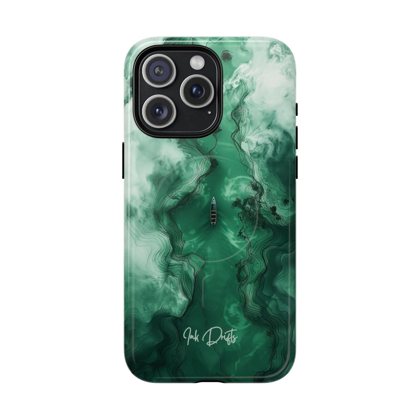 iPhone 15 Pro Max Glossy Phone Case - Emerald Voyage | MagSafe iPhone Case