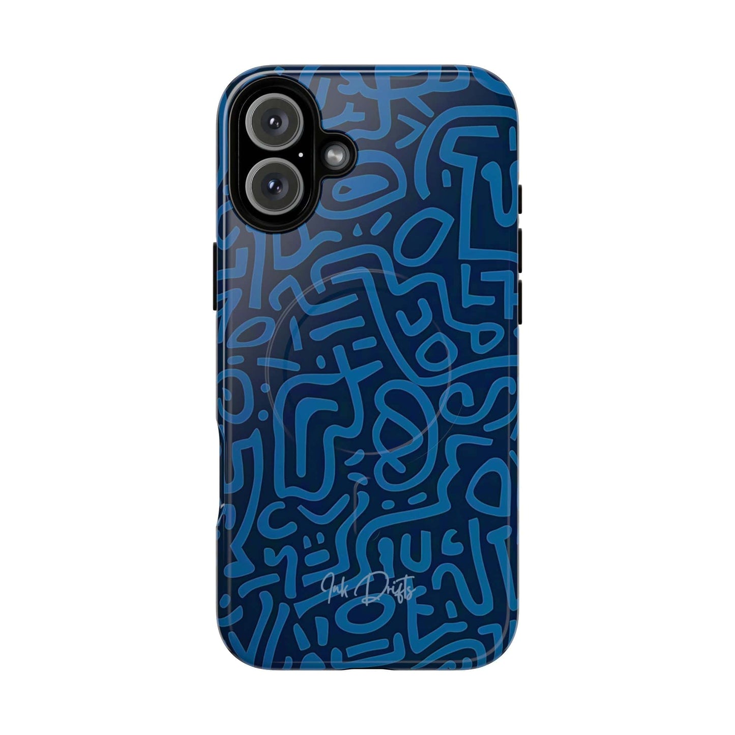 iPhone 16 Plus Glossy Phone Case - Azure Labyrinth | MagSafe iPhone Case