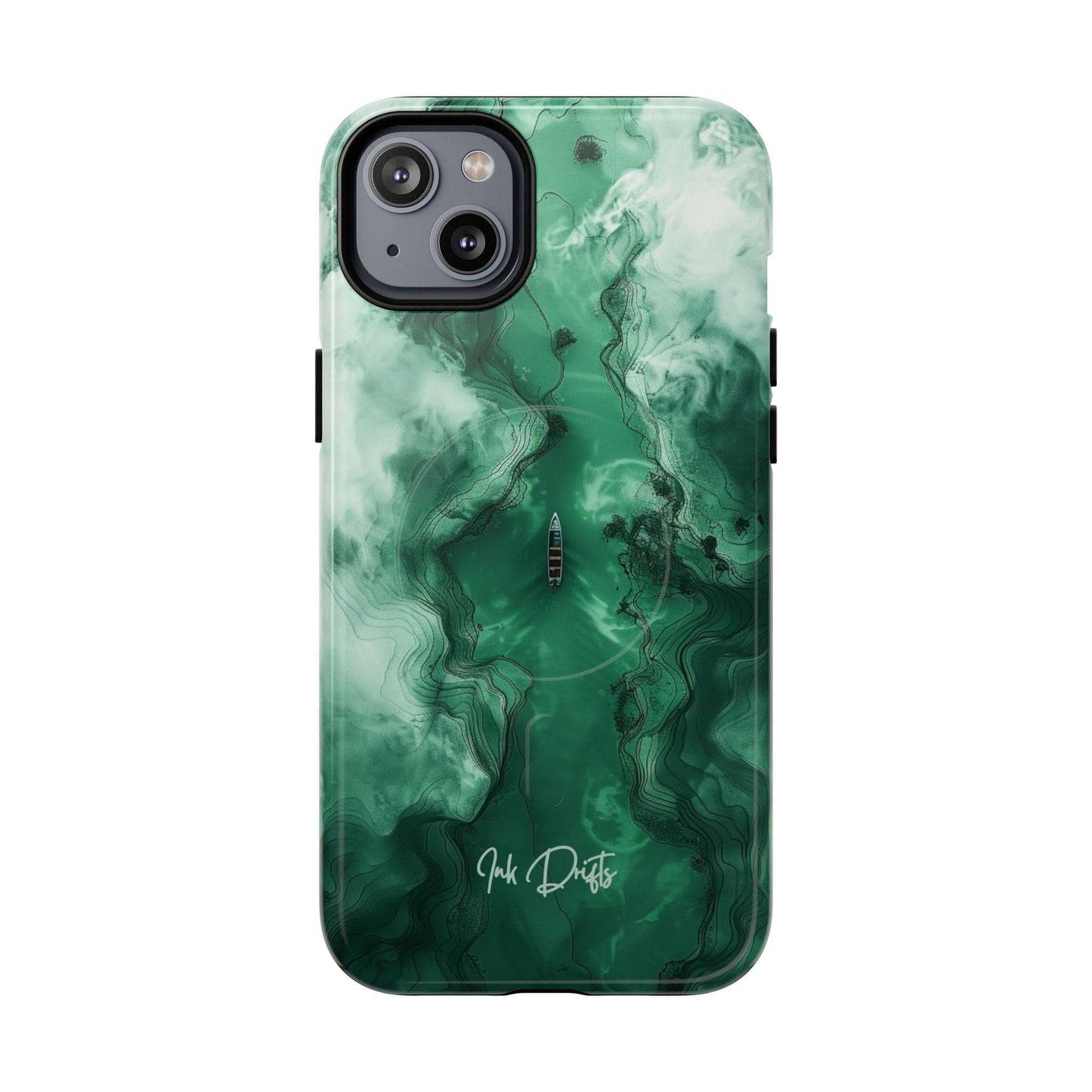 iPhone 14 Plus Glossy Phone Case - Emerald Voyage | MagSafe iPhone Case