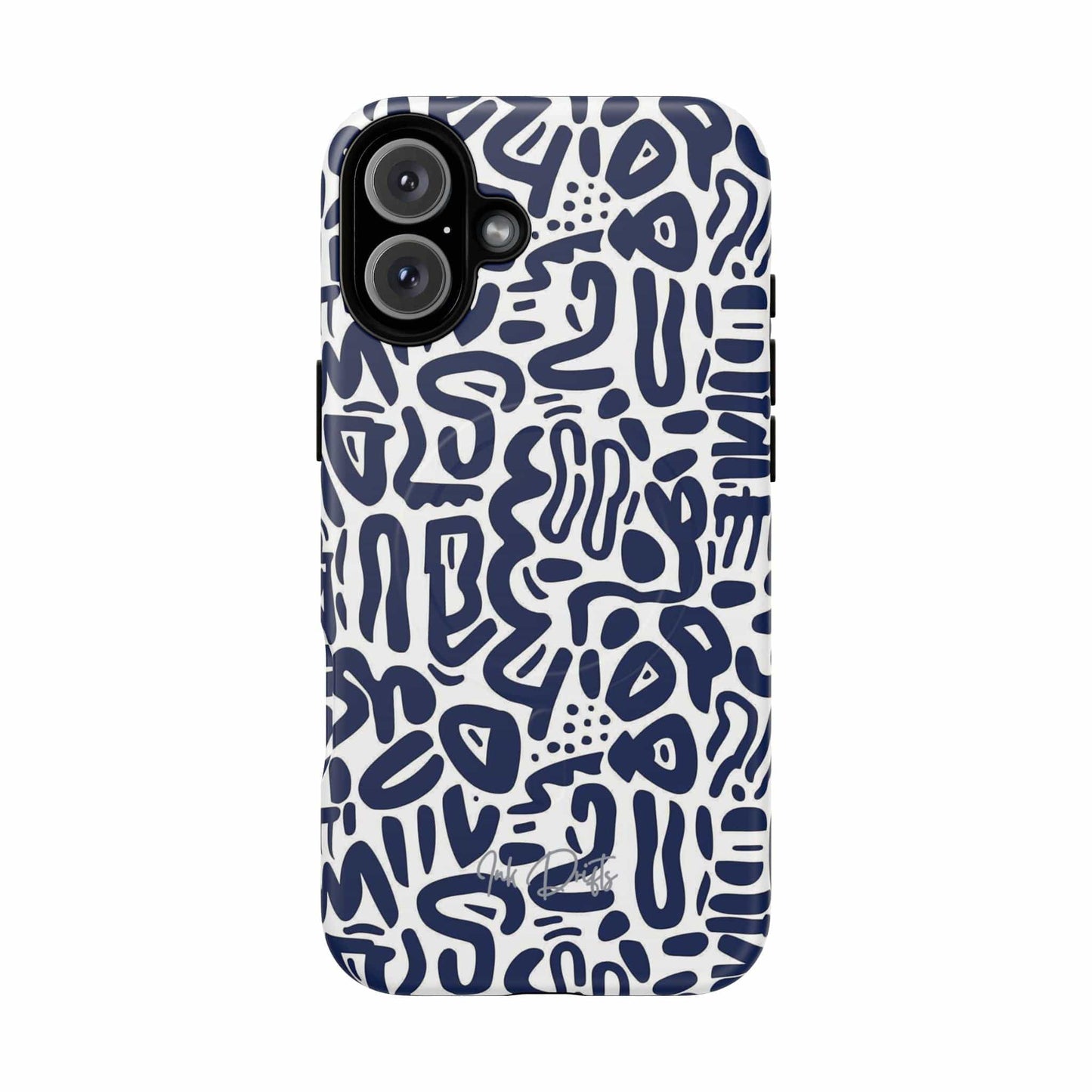 iPhone 16 Plus Matte Phone Case - Indigo Doodle | MagSafe iPhone Case