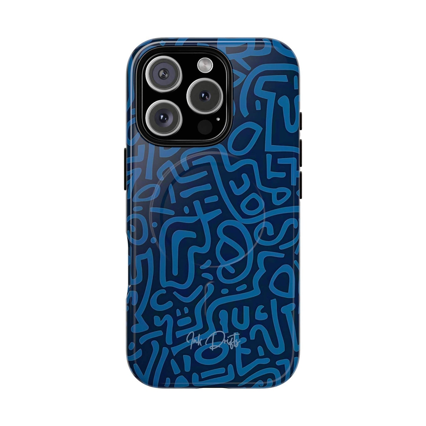 iPhone 16 Pro Glossy Phone Case - Azure Labyrinth | MagSafe iPhone Case