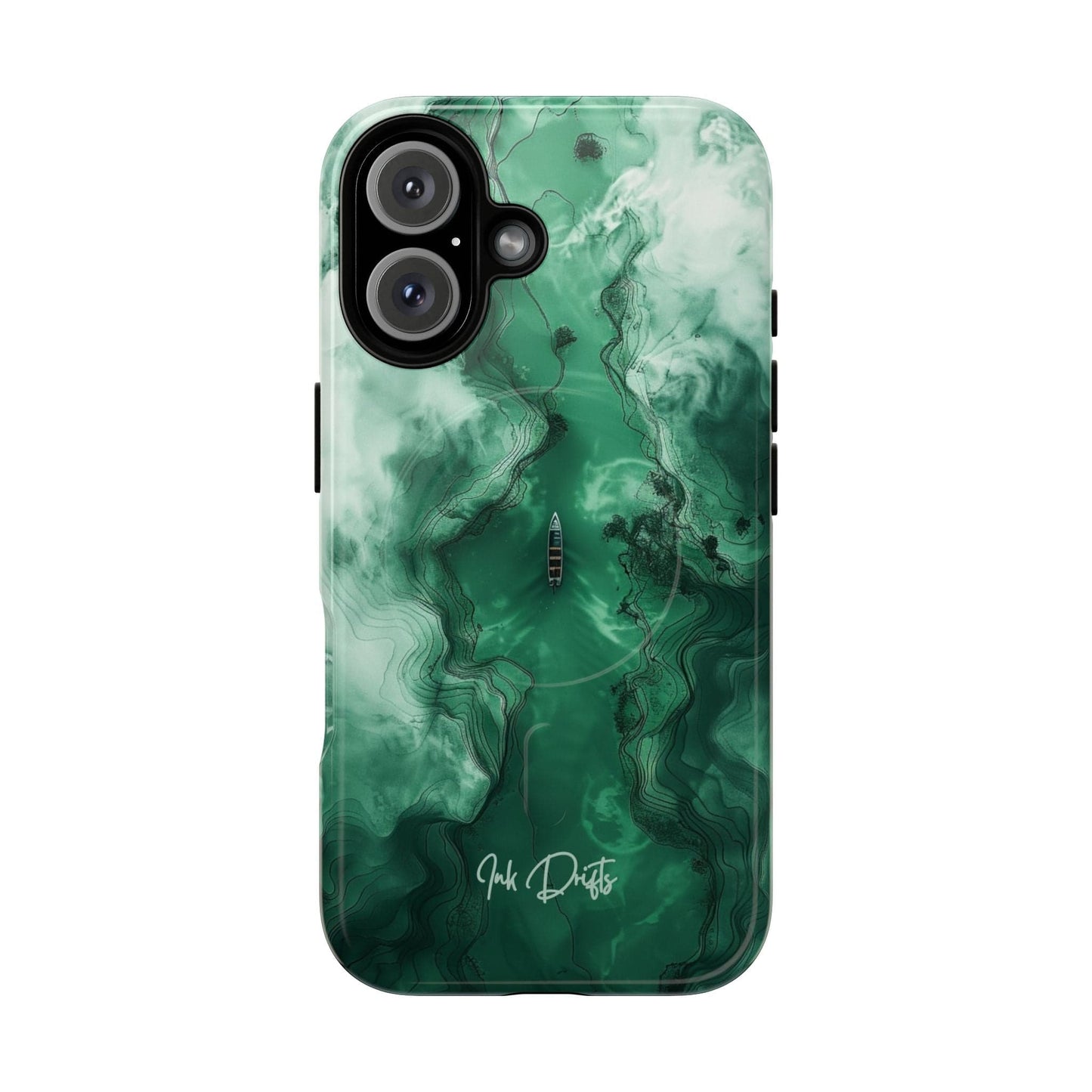 iPhone 16 Glossy Phone Case - Emerald Voyage | MagSafe iPhone Case