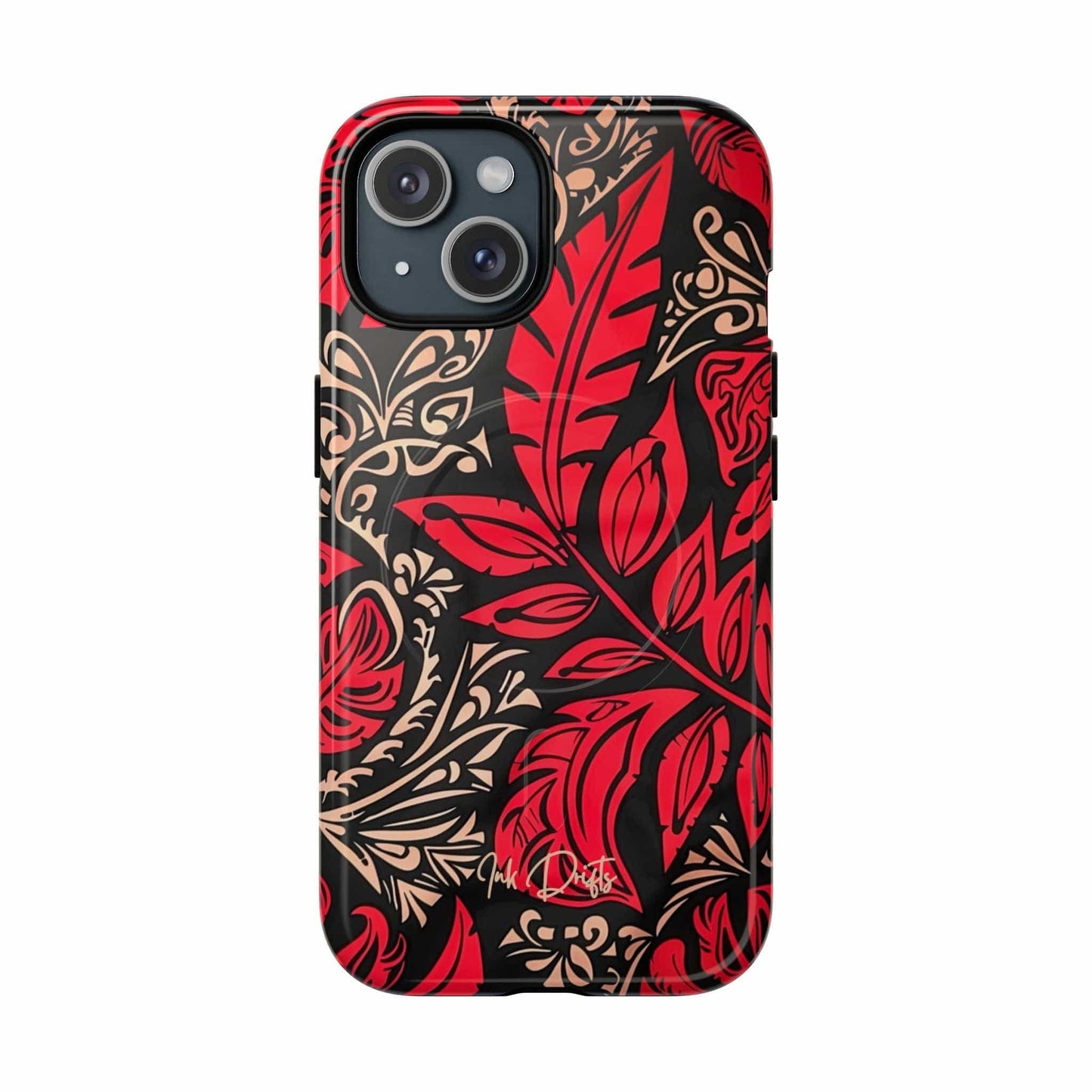 iPhone 15 Glossy Phone Case - Crimson Foliage | MagSafe iPhone Case