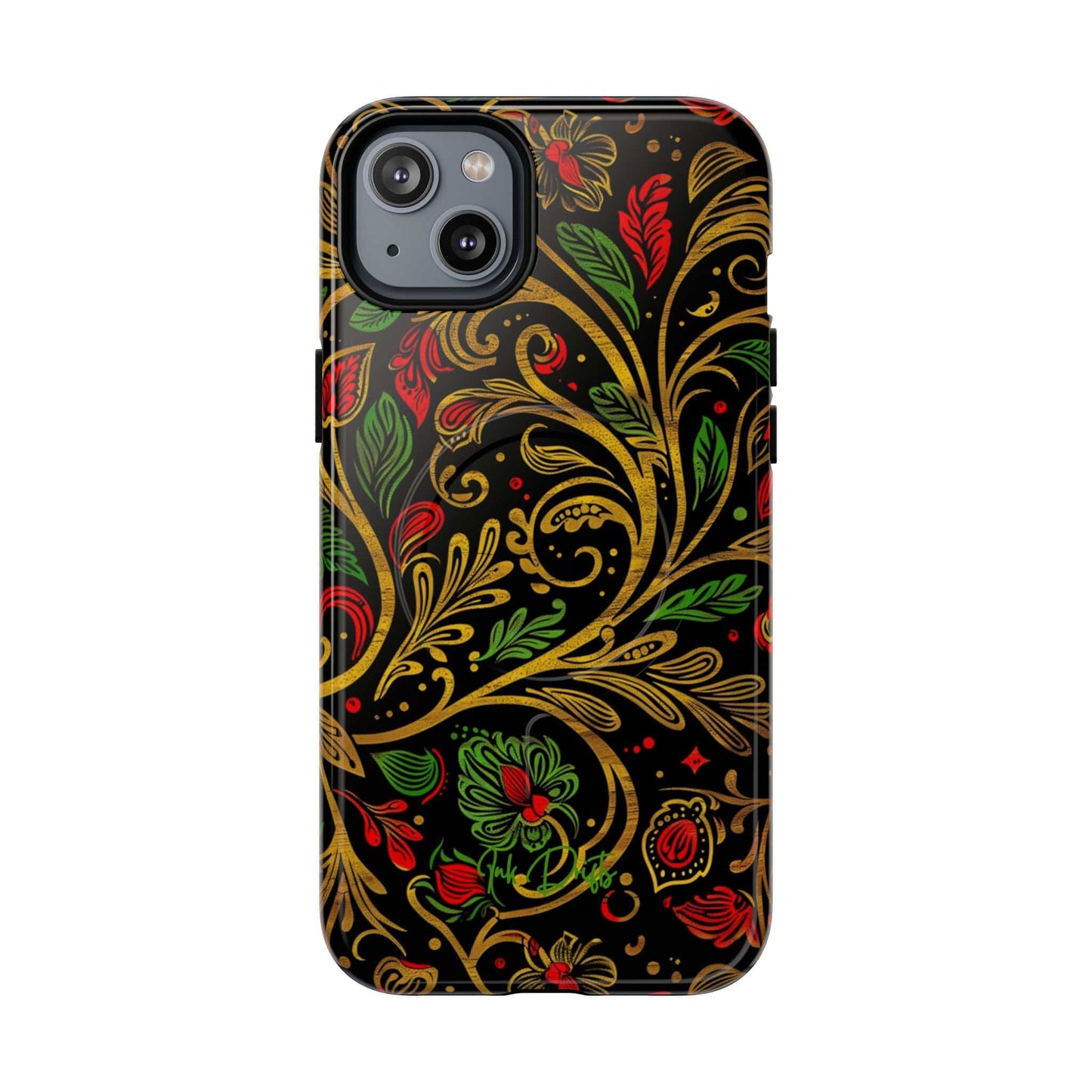 iPhone 14 Plus Glossy Phone Case - Golden Vines | MagSafe iPhone Case