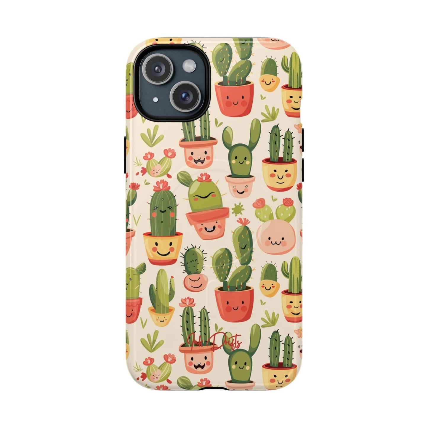 iPhone 15 Plus Glossy Phone Case - Cactus Joy | MagSafe iPhone Case