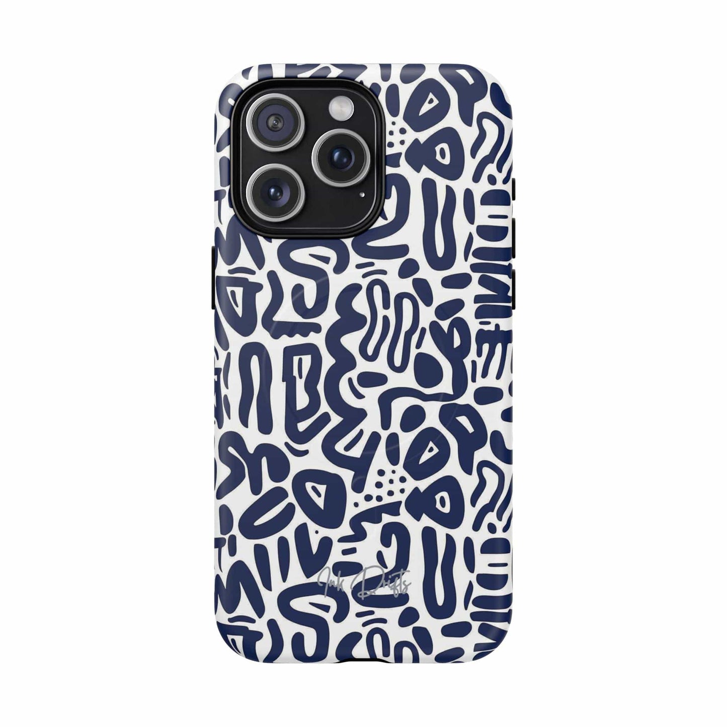 iPhone 15 Pro Max Matte Phone Case - Indigo Doodle | MagSafe iPhone Case