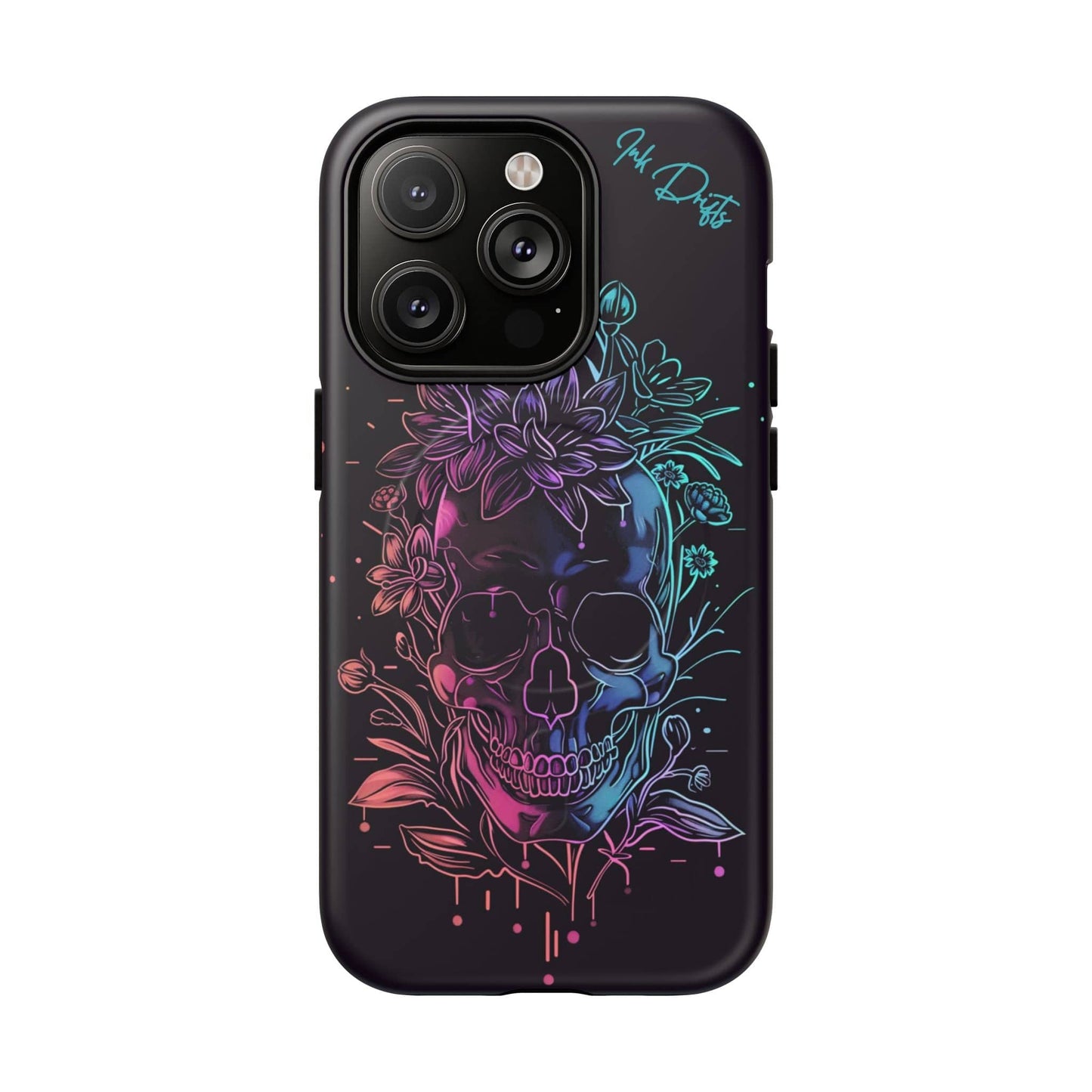 iPhone 14 Pro Matte Phone Case - Neon Skull | MagSafe iPhone Case