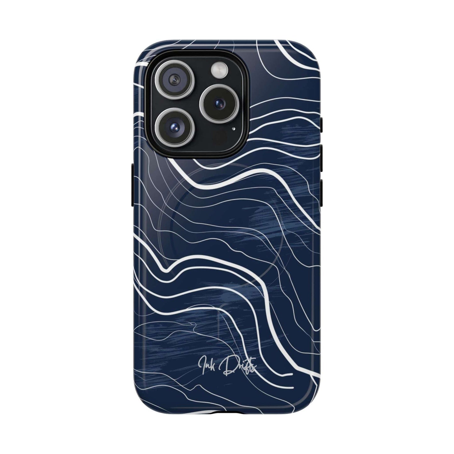 iPhone 15 Pro Glossy Phone Case - Ocean Waves | MagSafe iPhone Case