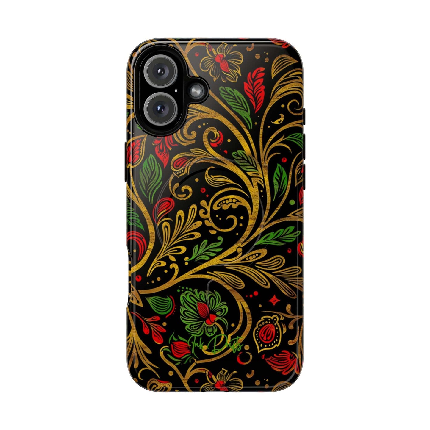 iPhone 16 Plus Glossy Phone Case - Golden Vines | MagSafe iPhone Case