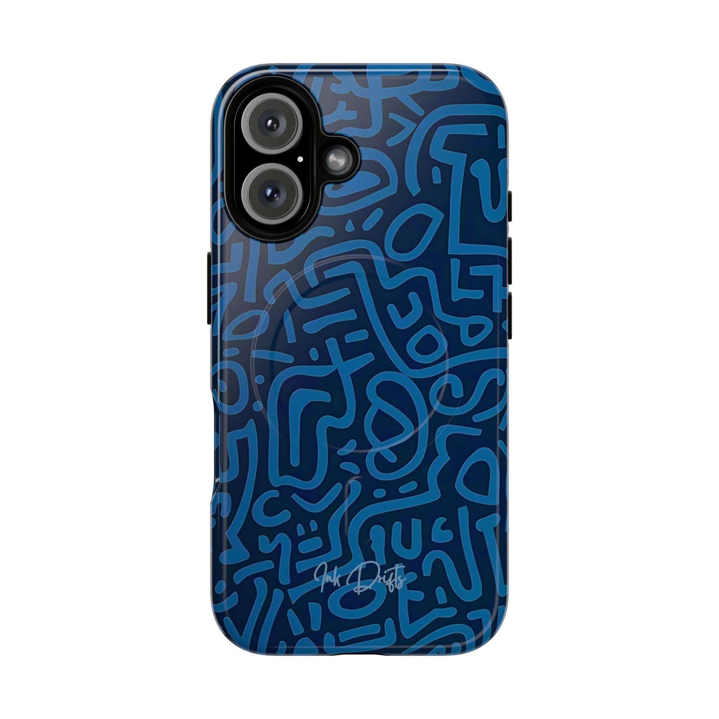 iPhone 16 Glossy Phone Case - Azure Labyrinth | MagSafe iPhone Case