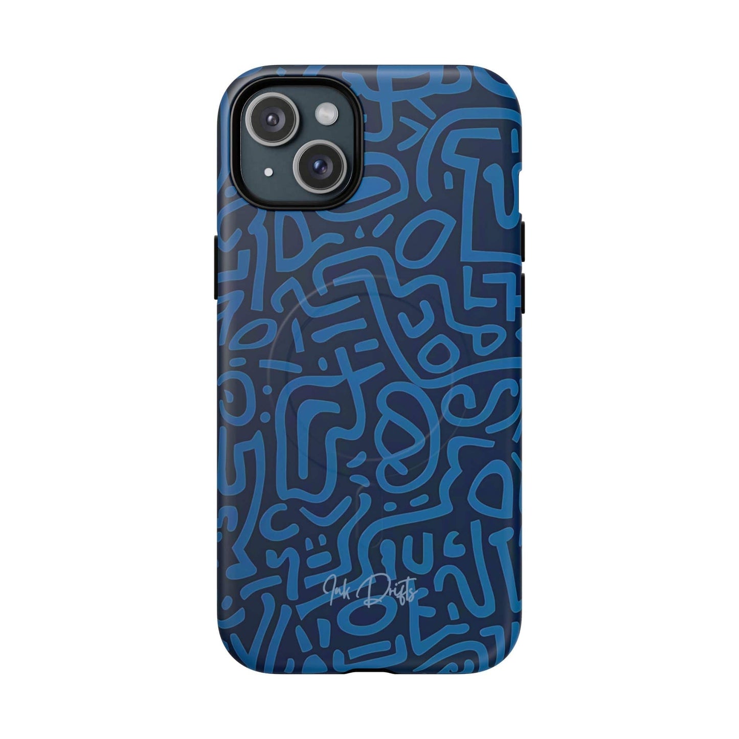 iPhone 15 Plus Matte Phone Case - Azure Labyrinth | MagSafe iPhone Case