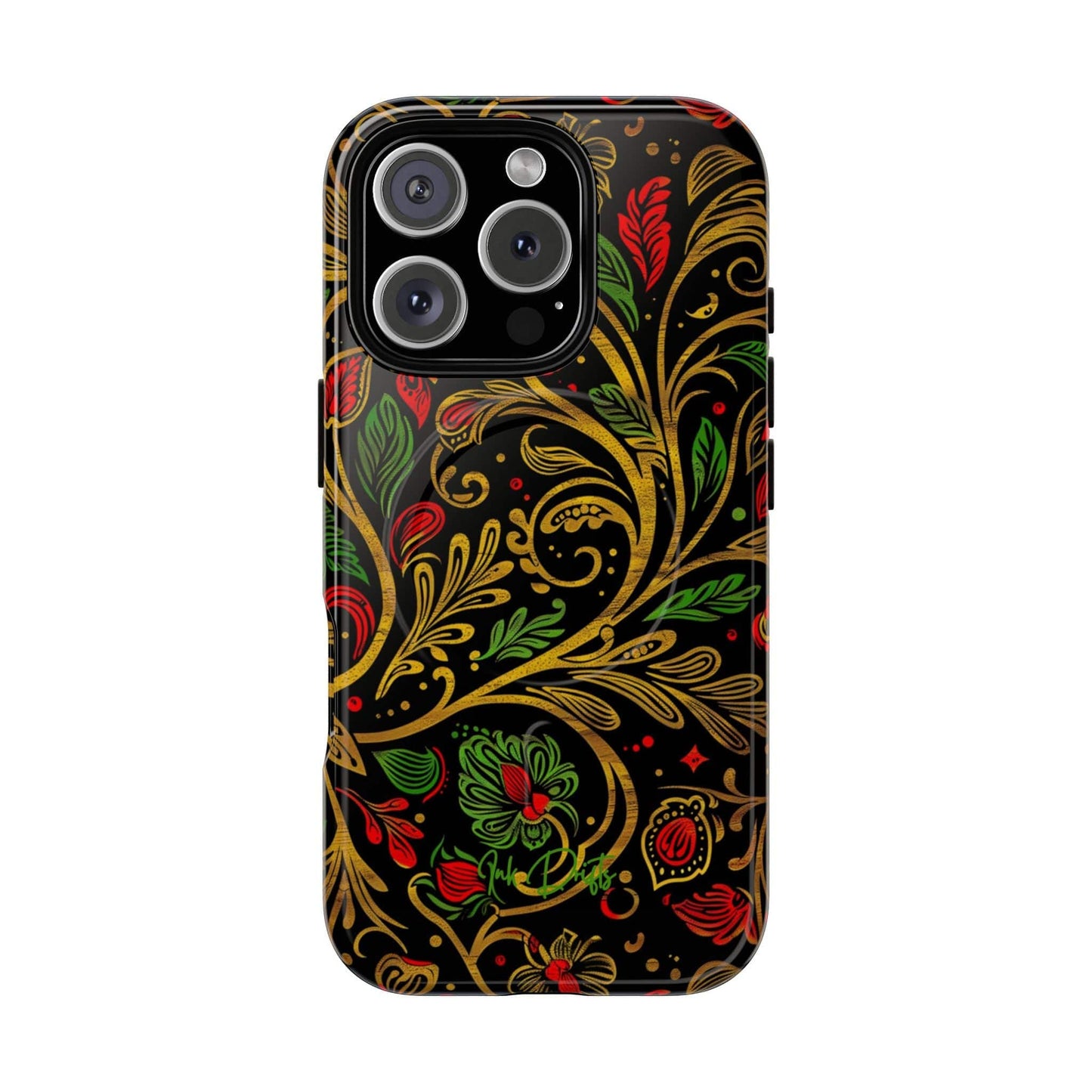iPhone 16 Pro Glossy Phone Case - Golden Vines | MagSafe iPhone Case