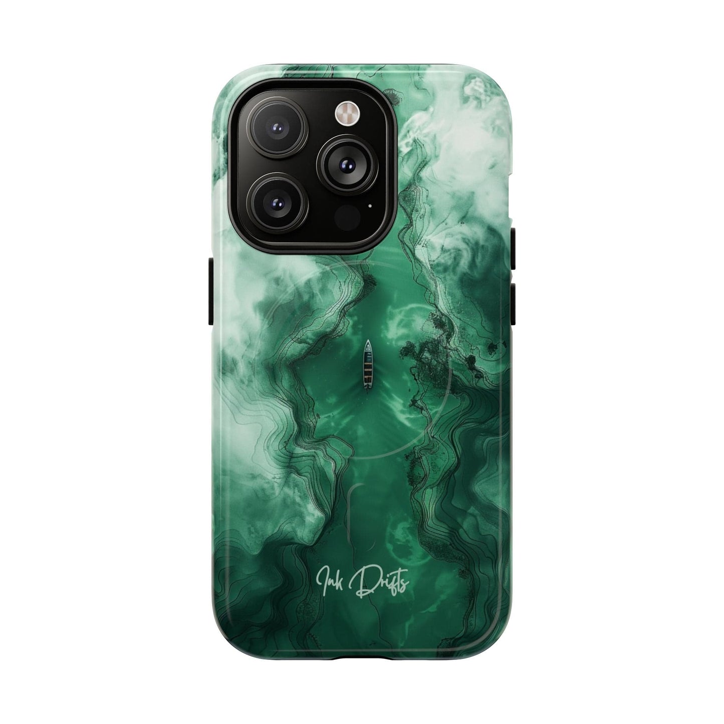 iPhone 14 Pro Glossy Phone Case - Emerald Voyage | MagSafe iPhone Case