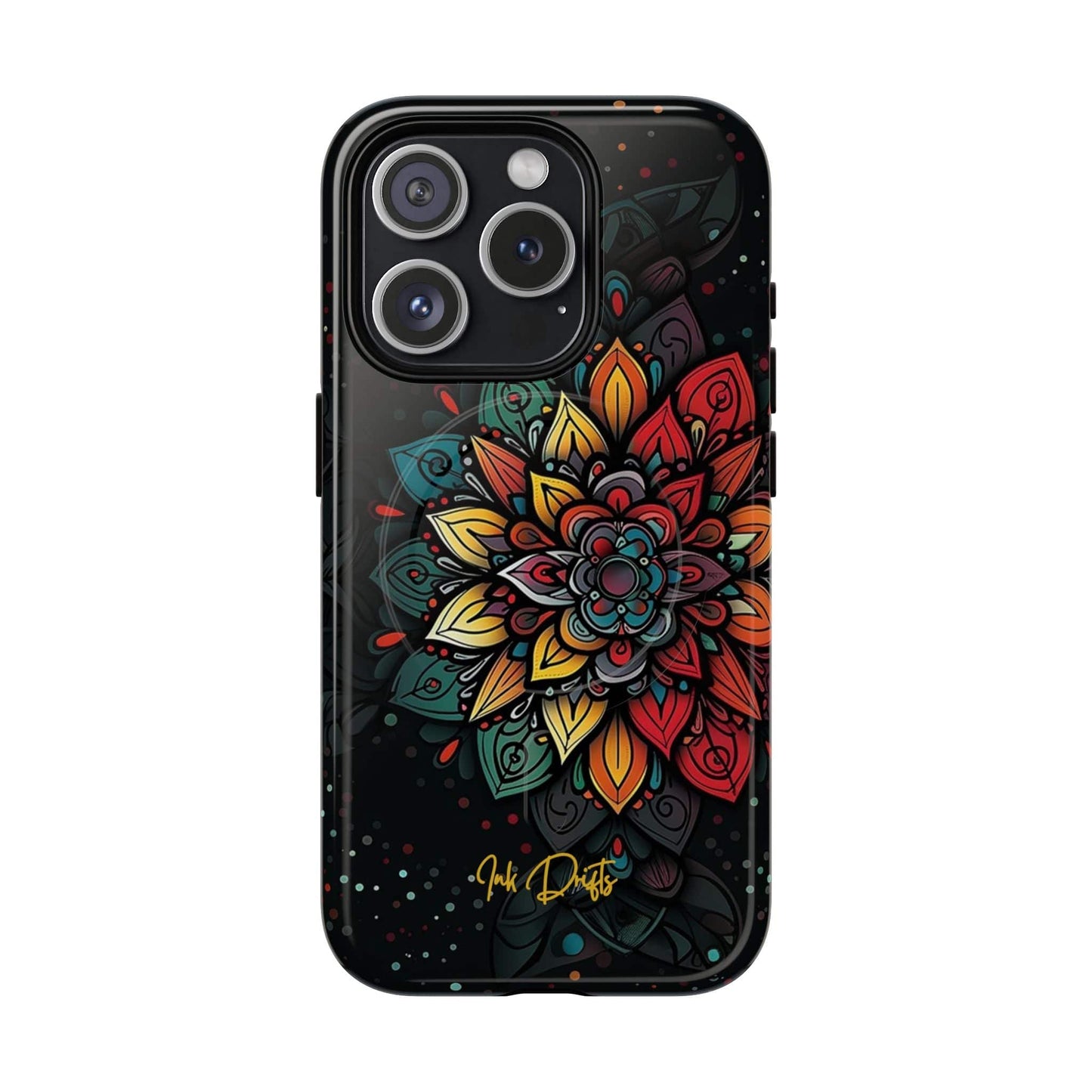 iPhone 15 Pro Glossy Phone Case - Mandala Radiance | MagSafe iPhone Case