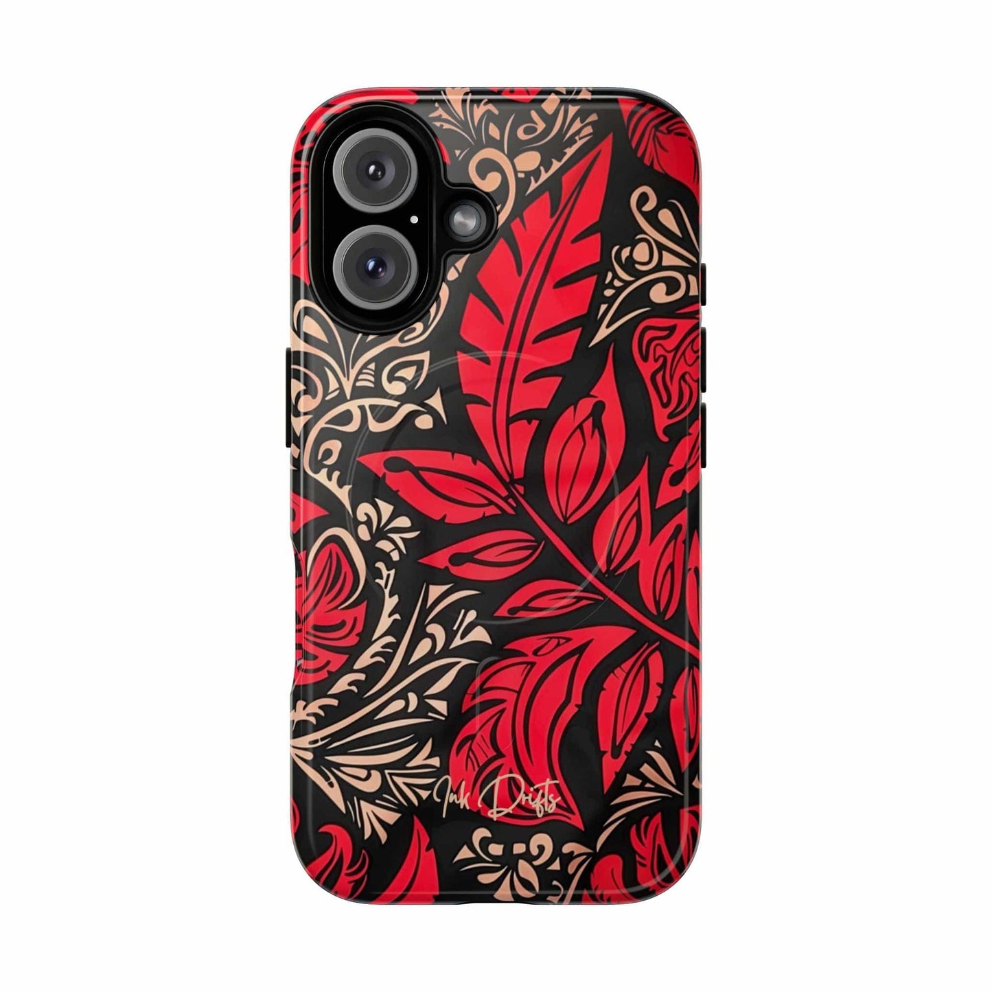 iPhone 16 Glossy Phone Case - Crimson Foliage | MagSafe iPhone Case