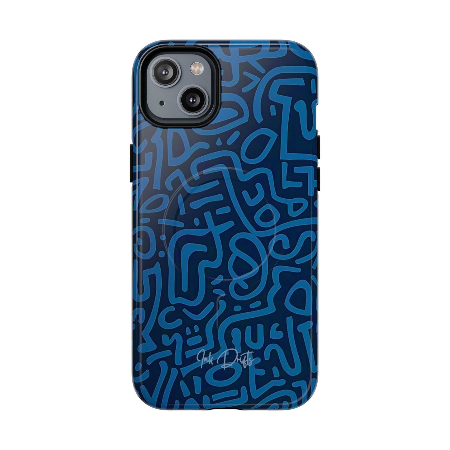 iPhone 14 Plus Glossy Phone Case - Azure Labyrinth | MagSafe iPhone Case