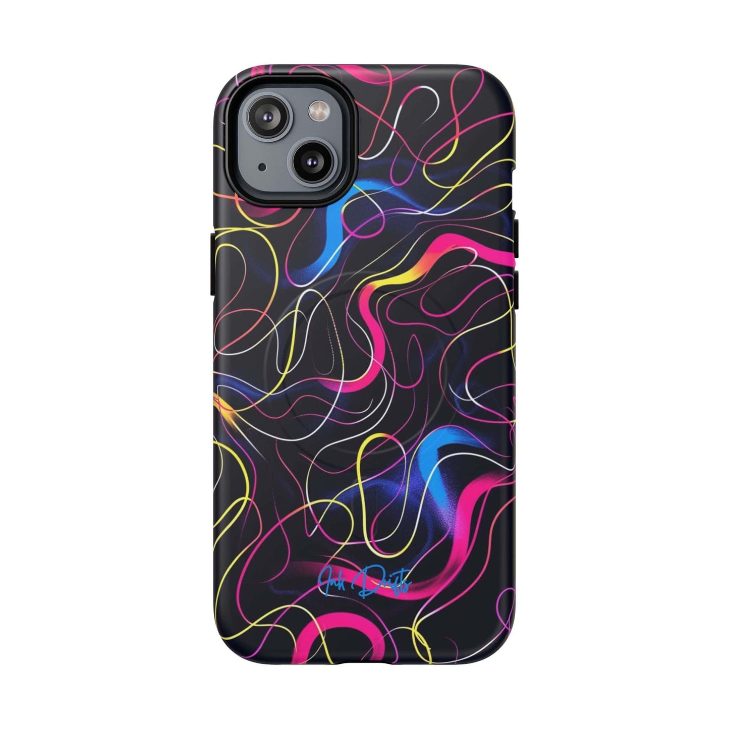 iPhone 14 Plus Matte Phone Case - Neon Tangles | MagSafe iPhone Case