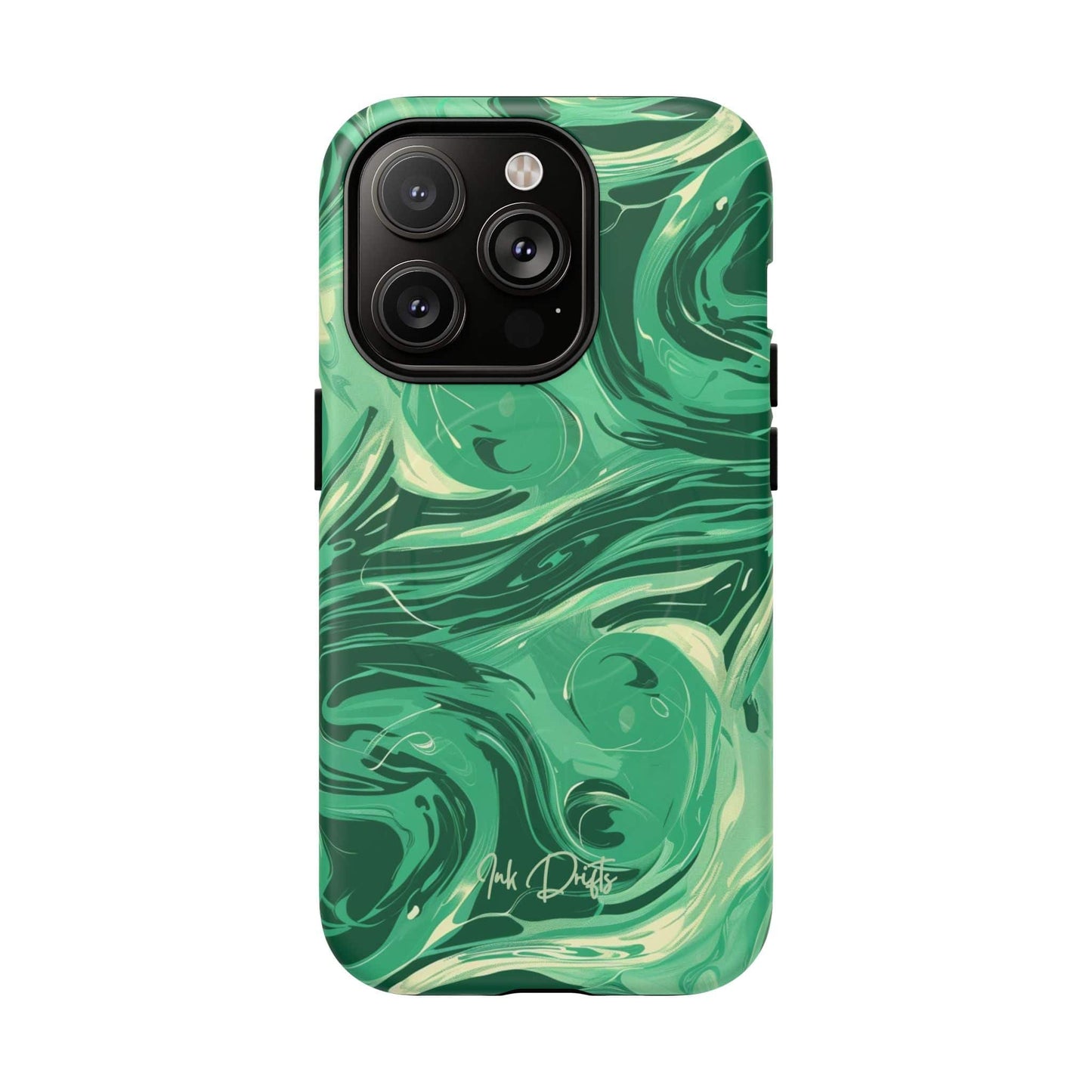 iPhone 14 Pro Matte Phone Case - Emerald Swirl | MagSafe iPhone Case
