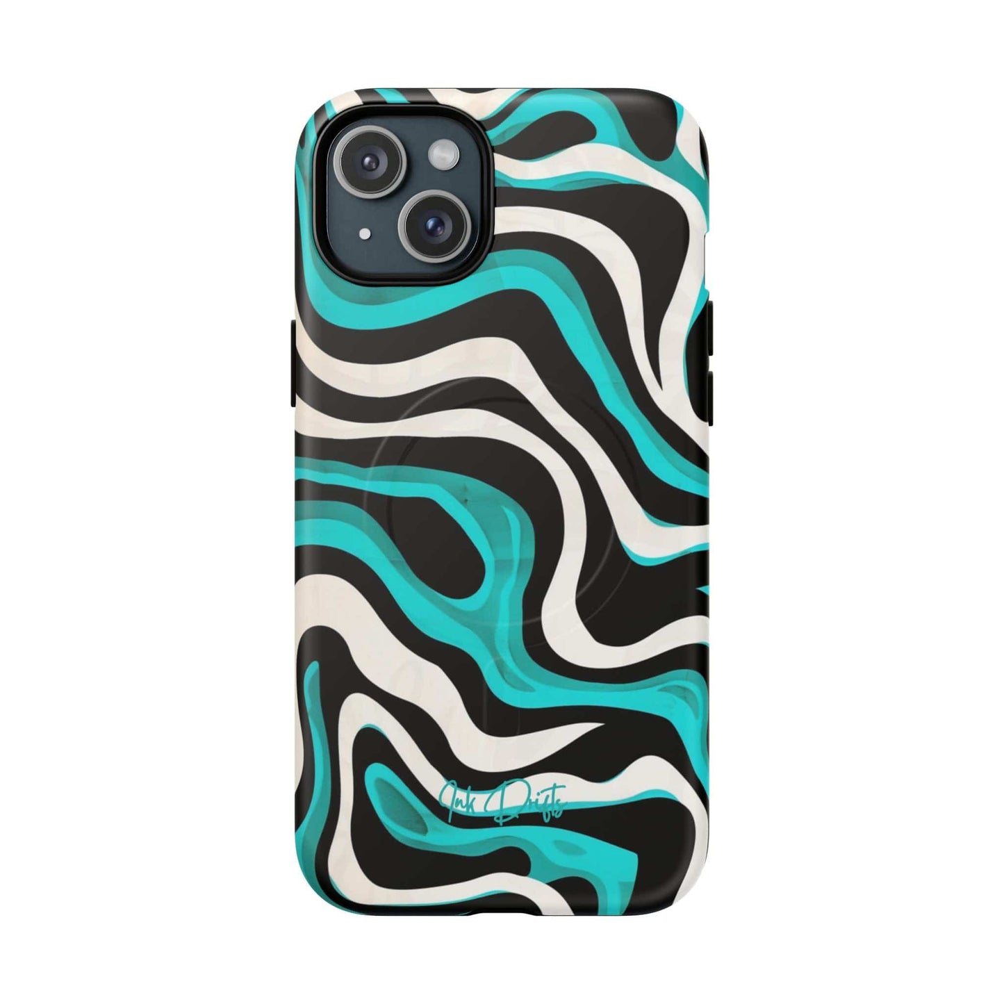 iPhone 15 Plus Matte Phone Case - Aqua Strata | MagSafe iPhone Case