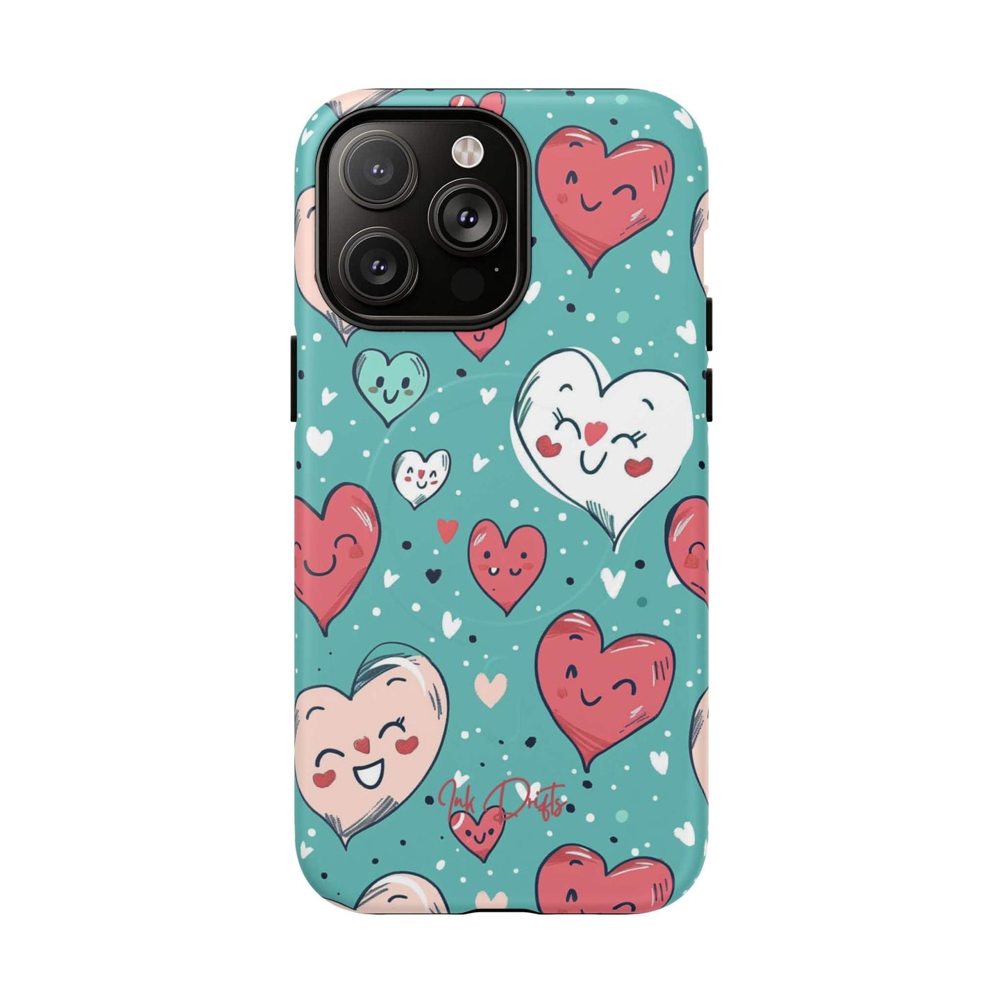 iPhone 14 Pro Max Matte Phone Case - Happy Hearts | MagSafe iPhone Case
