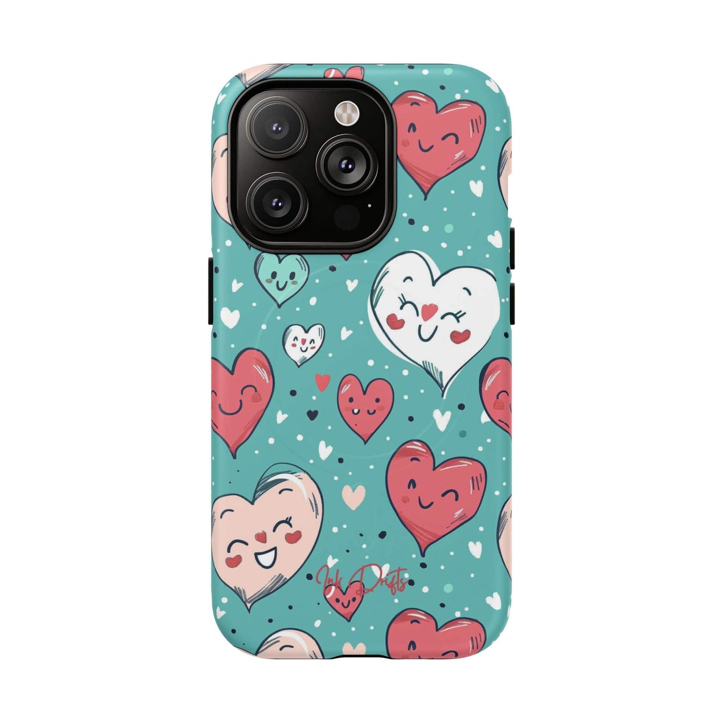 iPhone 14 Pro Matte Phone Case - Happy Hearts | MagSafe iPhone Case