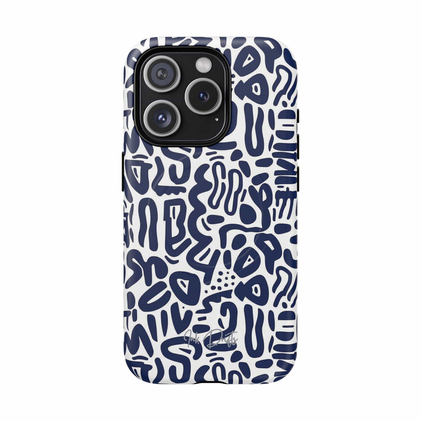 iPhone 15 Pro Matte Phone Case - Indigo Doodle | MagSafe iPhone Case