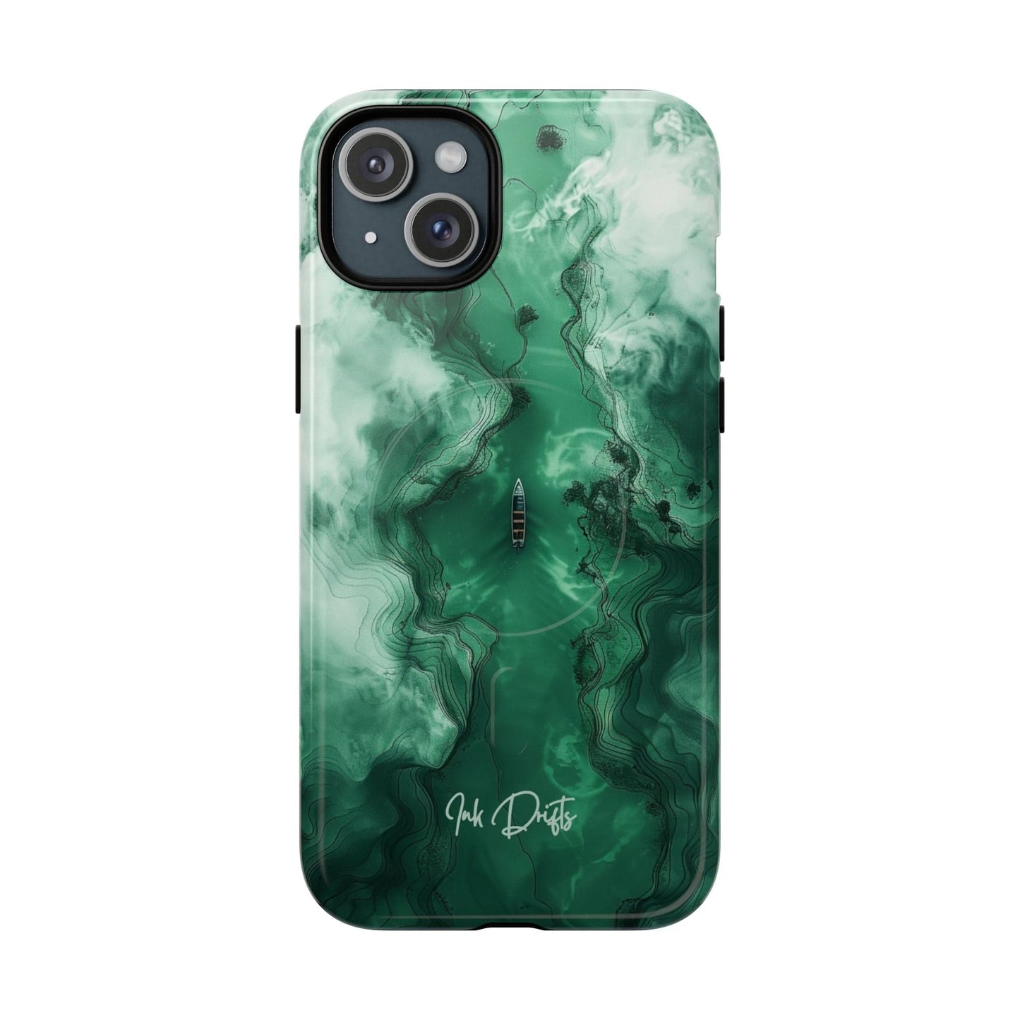 iPhone 15 Plus Glossy Phone Case - Emerald Voyage | MagSafe iPhone Case