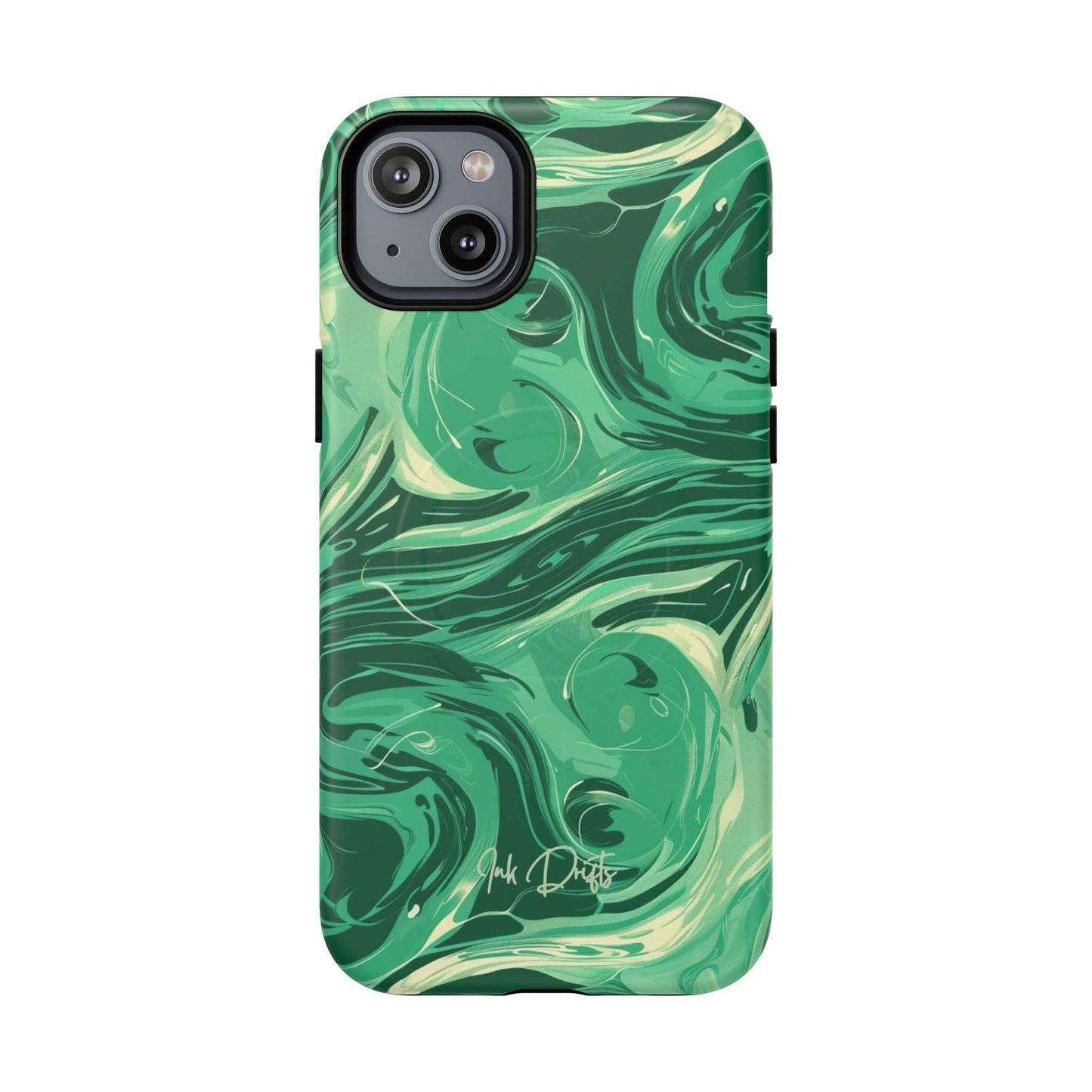 iPhone 14 Plus Matte Phone Case - Emerald Swirl | MagSafe iPhone Case