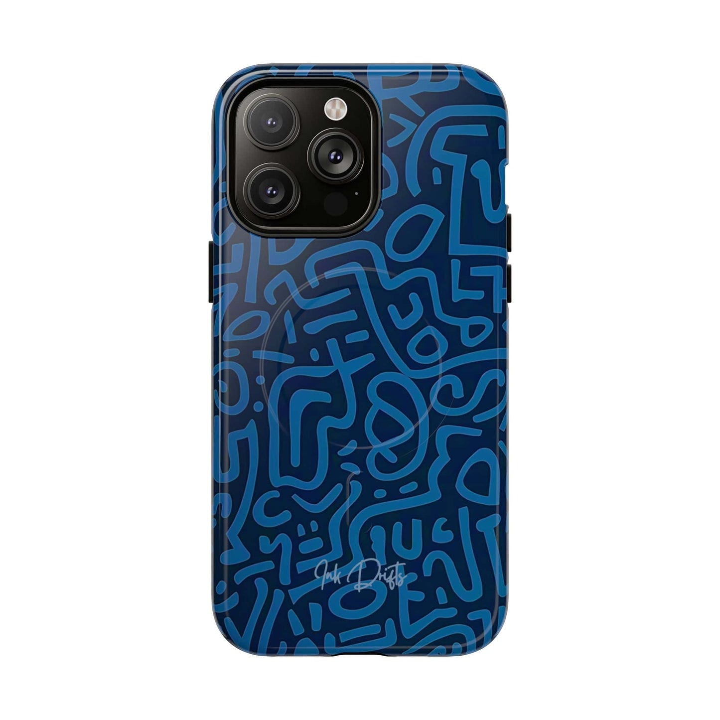 iPhone 14 Pro Max Glossy Phone Case - Azure Labyrinth | MagSafe iPhone Case