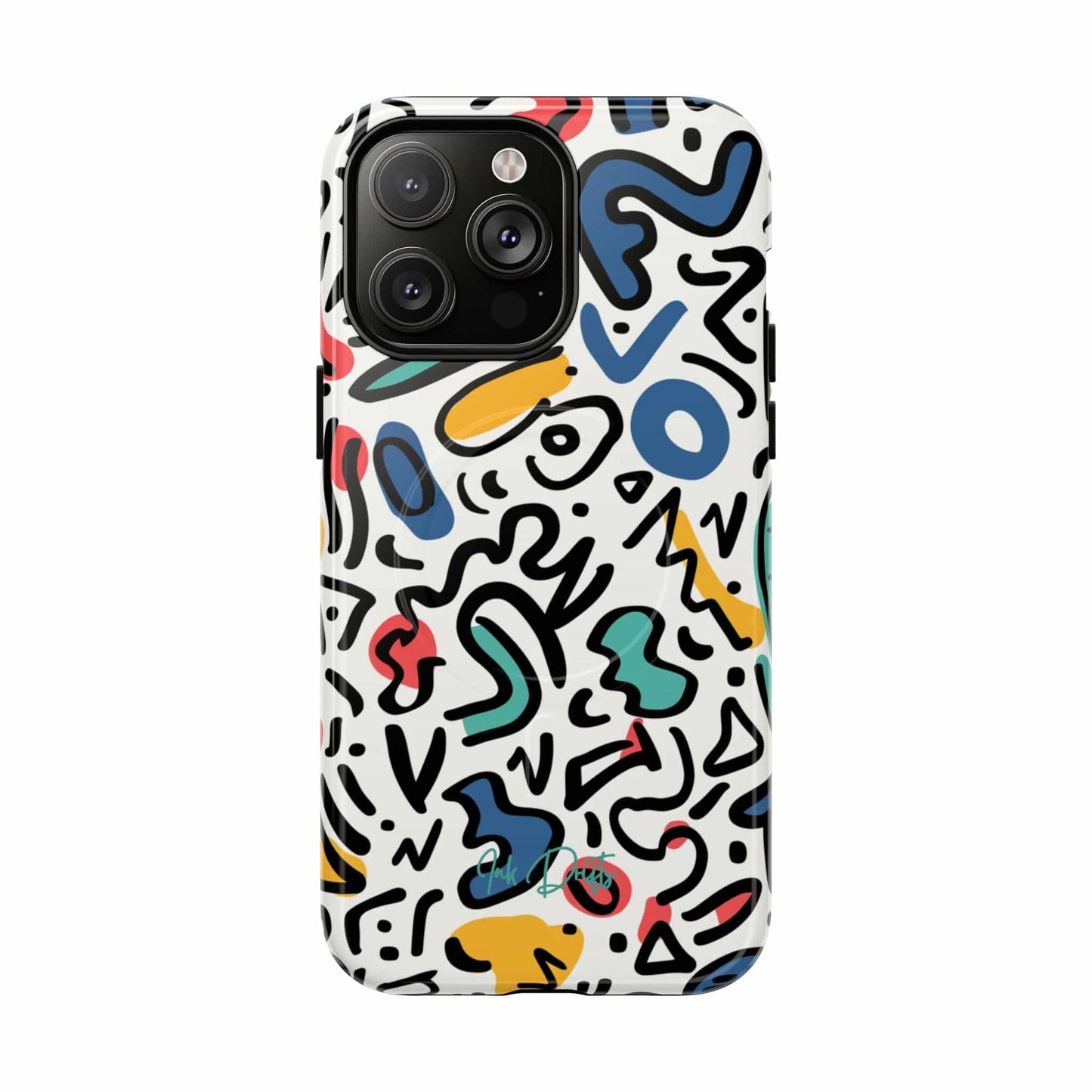 iPhone 14 Pro Max Glossy Phone Case - Playful Doodles | MagSafe iPhone Case