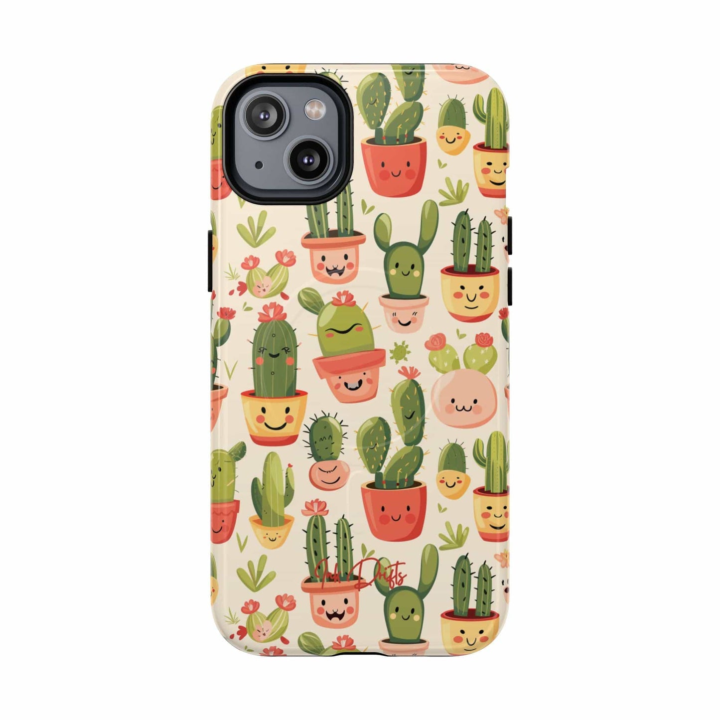 iPhone 14 Plus Glossy Phone Case - Cactus Joy | MagSafe iPhone Case