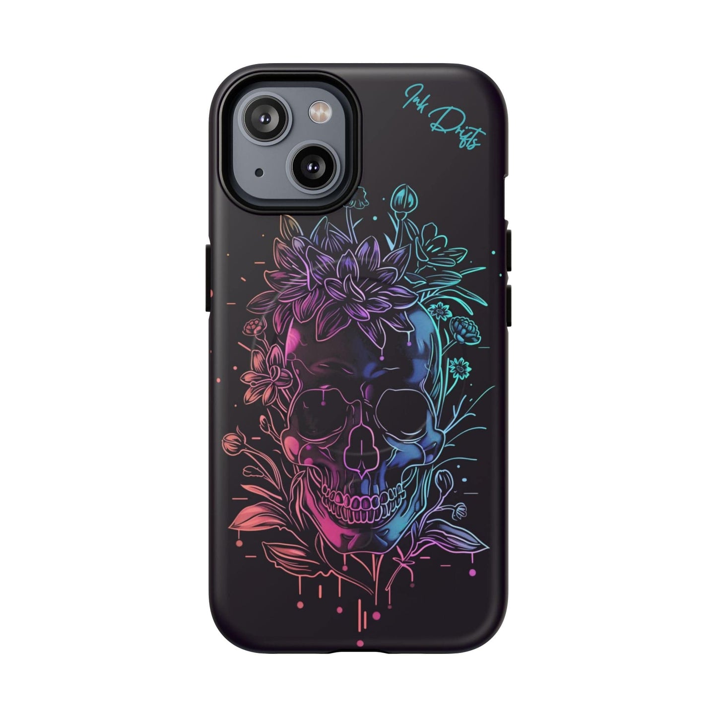 iPhone 14 Matte Phone Case - Neon Skull | MagSafe iPhone Case