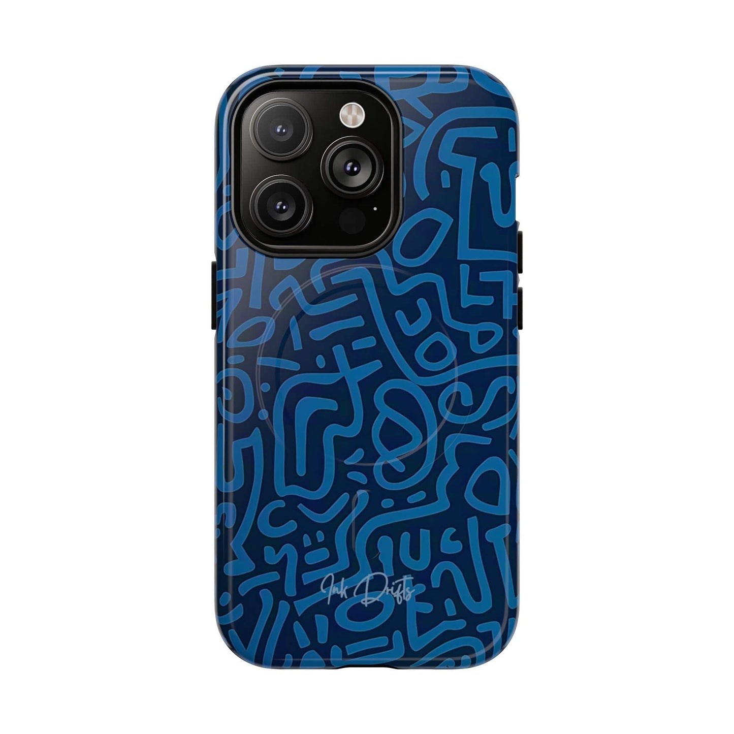 iPhone 14 Pro Glossy Phone Case - Azure Labyrinth | MagSafe iPhone Case