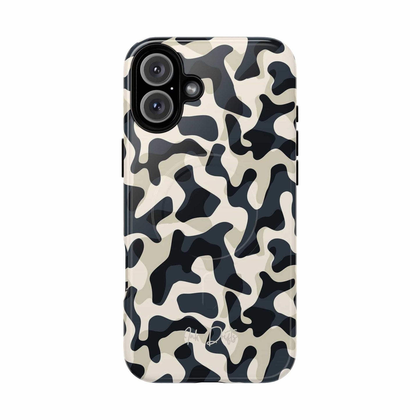 iPhone 16 Plus Glossy Phone Case - Monochrome Camo | MagSafe iPhone Case