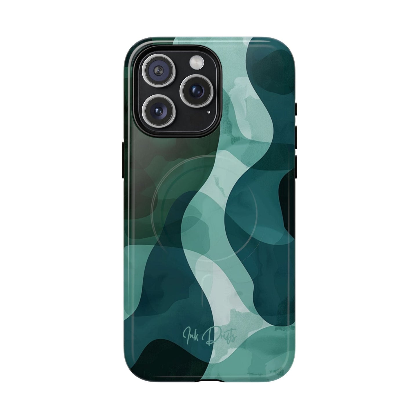 iPhone 15 Pro Max Glossy Phone Case - Verdant Waves | MagSafe iPhone Case