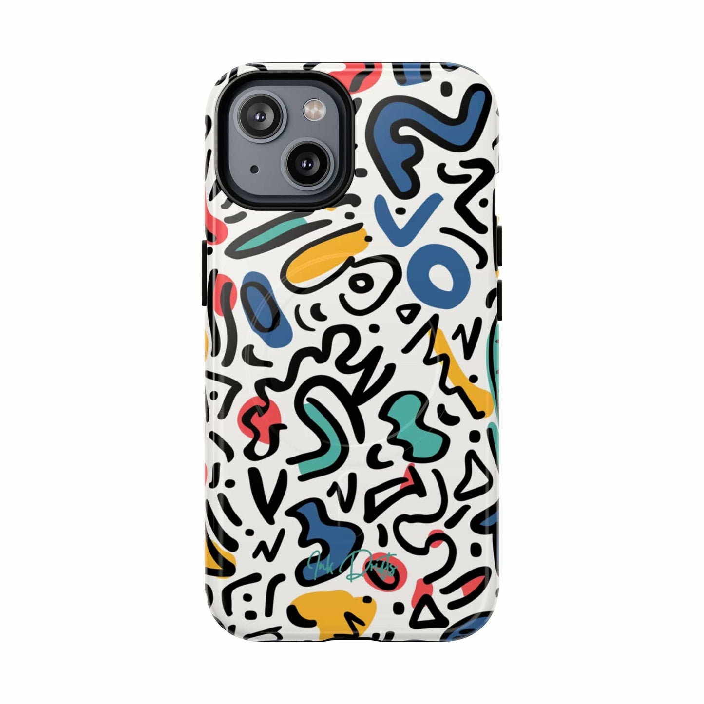 iPhone 14 Glossy Phone Case - Playful Doodles | MagSafe iPhone Case