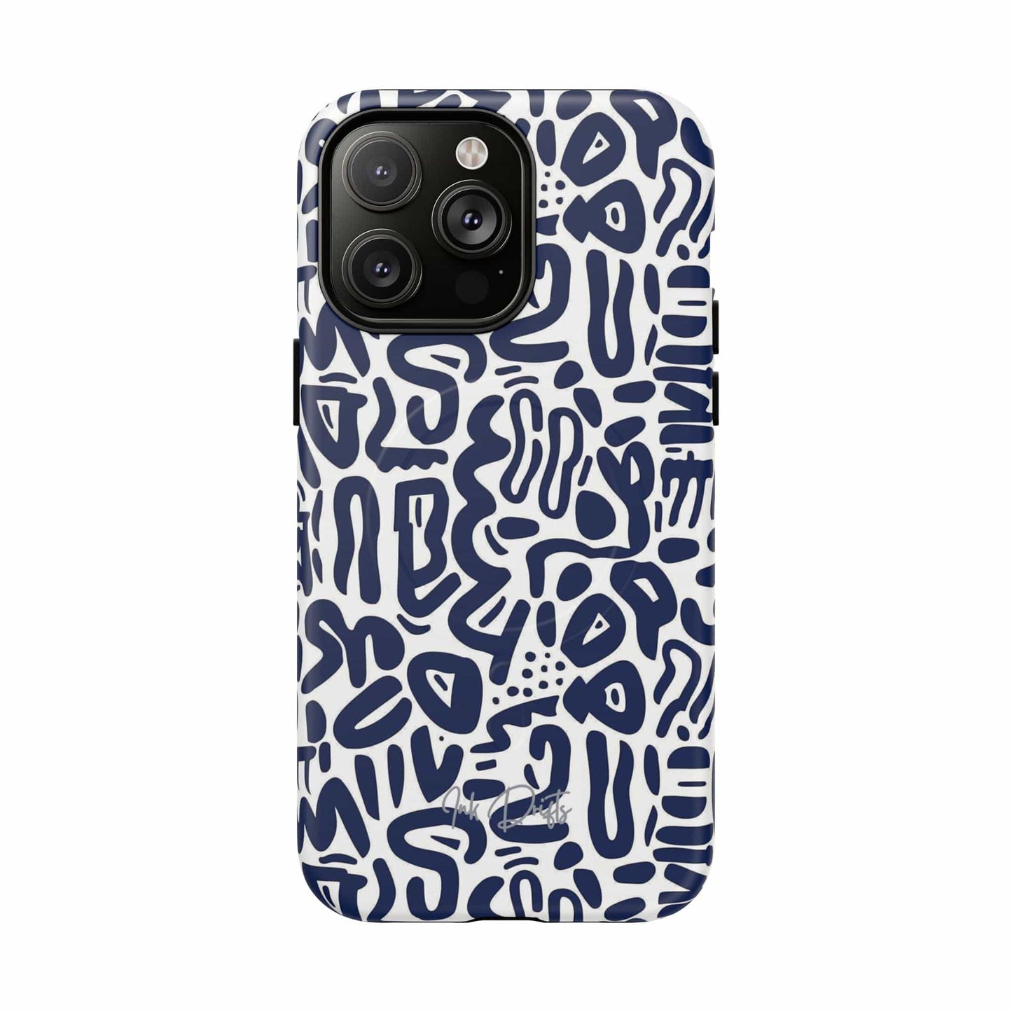 iPhone 14 Pro Max Matte Phone Case - Indigo Doodle | MagSafe iPhone Case