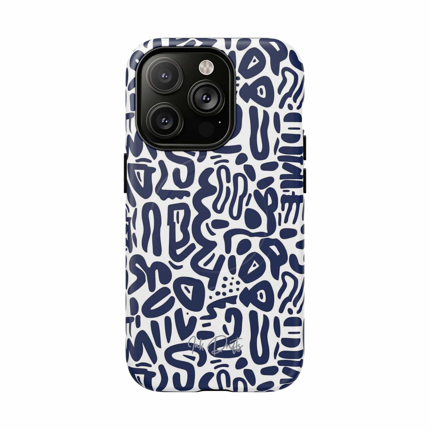 iPhone 14 Pro Matte Phone Case - Indigo Doodle | MagSafe iPhone Case