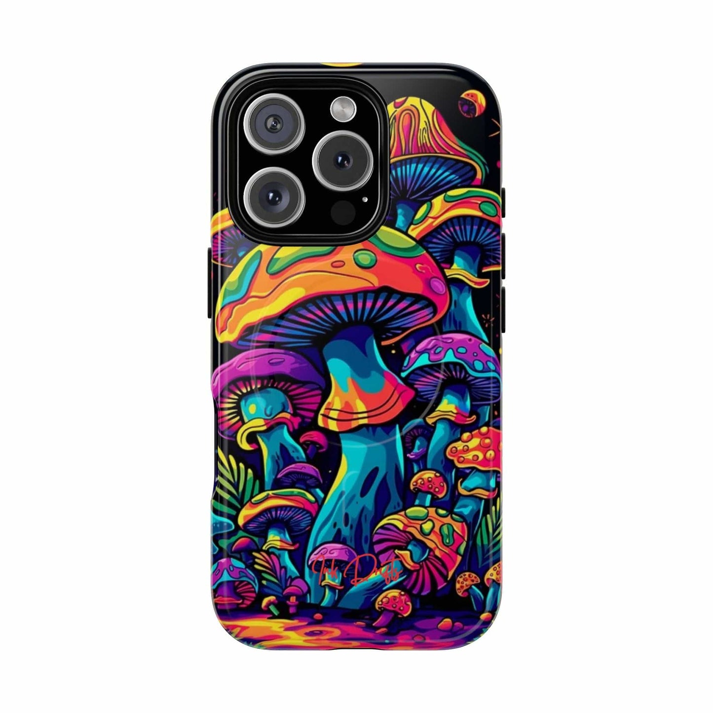 iPhone 16 Pro Glossy Phone Case - Psychedelic Fungi | MagSafe iPhone Case