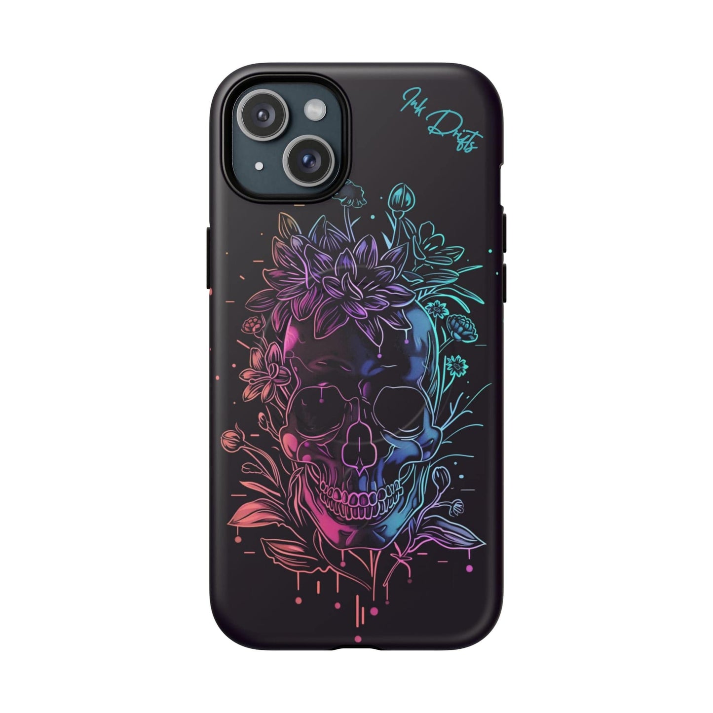 iPhone 15 Plus Matte Phone Case - Neon Skull | MagSafe iPhone Case